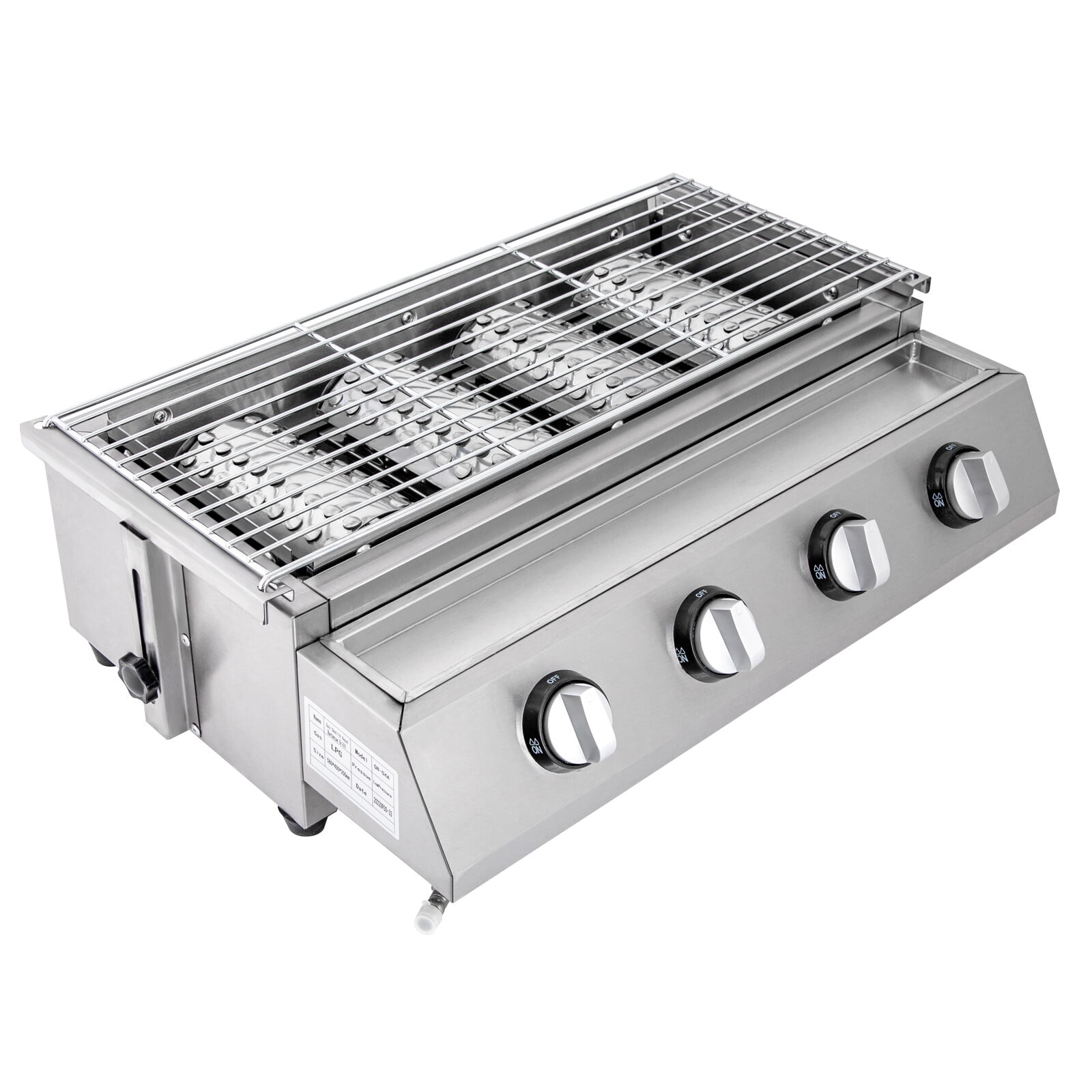 TOOL1SHOoo 4 Burner Gas BBQ Grill Stainless Steel Portable Outdoor Cooking Stove (Silver, 22.6 in x 16.7 in x 7.9 in) ton76