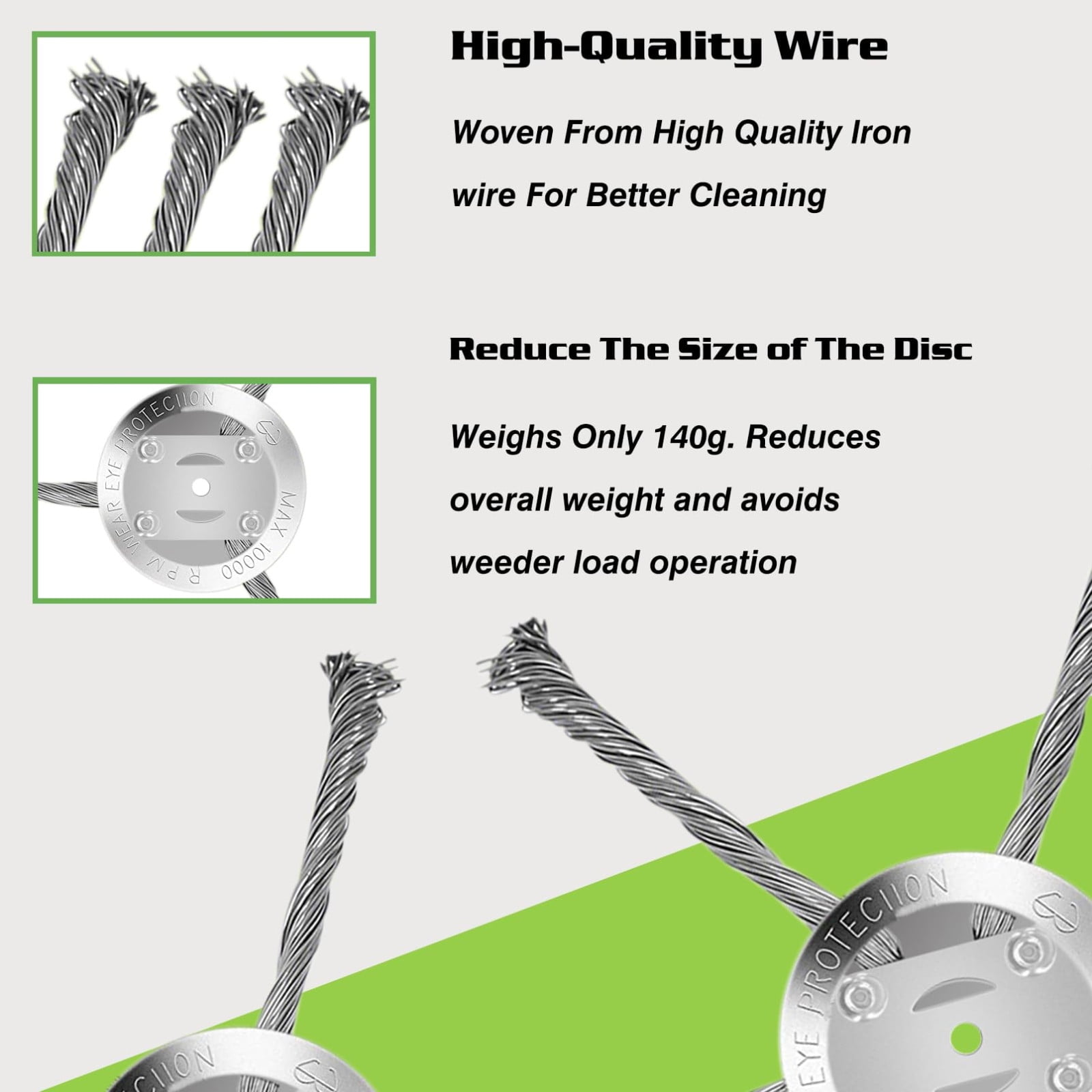LINMOUA Universal Steel Wire Trimmer Head Heavy-Duty Weed Brush Cutter (Silver, 6 in, 3 Pack) f64ut