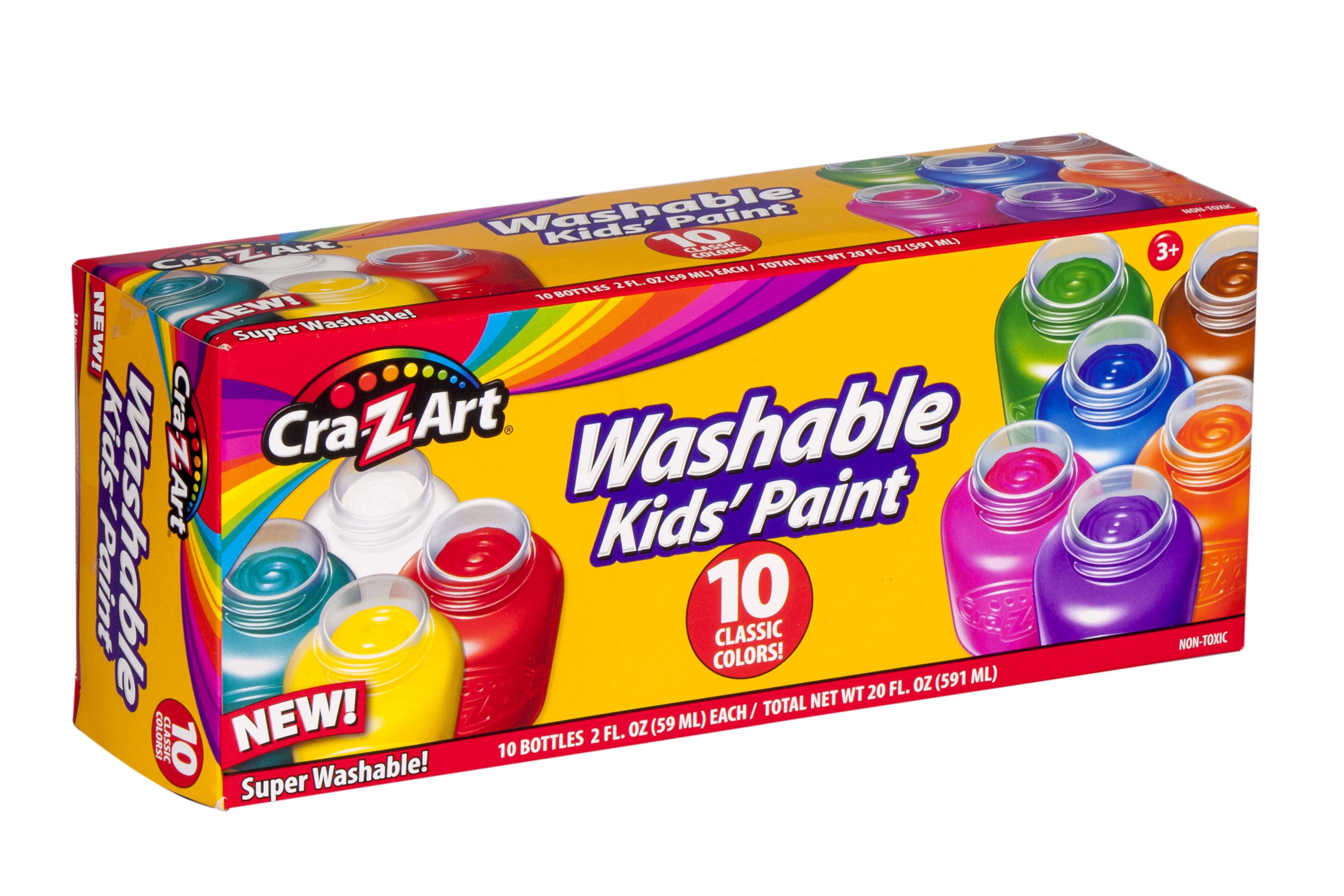 Cra-Z-Art Washable Poster Paint Set, Non-Toxic Kids Craft Supplies (Assorted Colors, 10 Count, 2 fl oz) lqial
