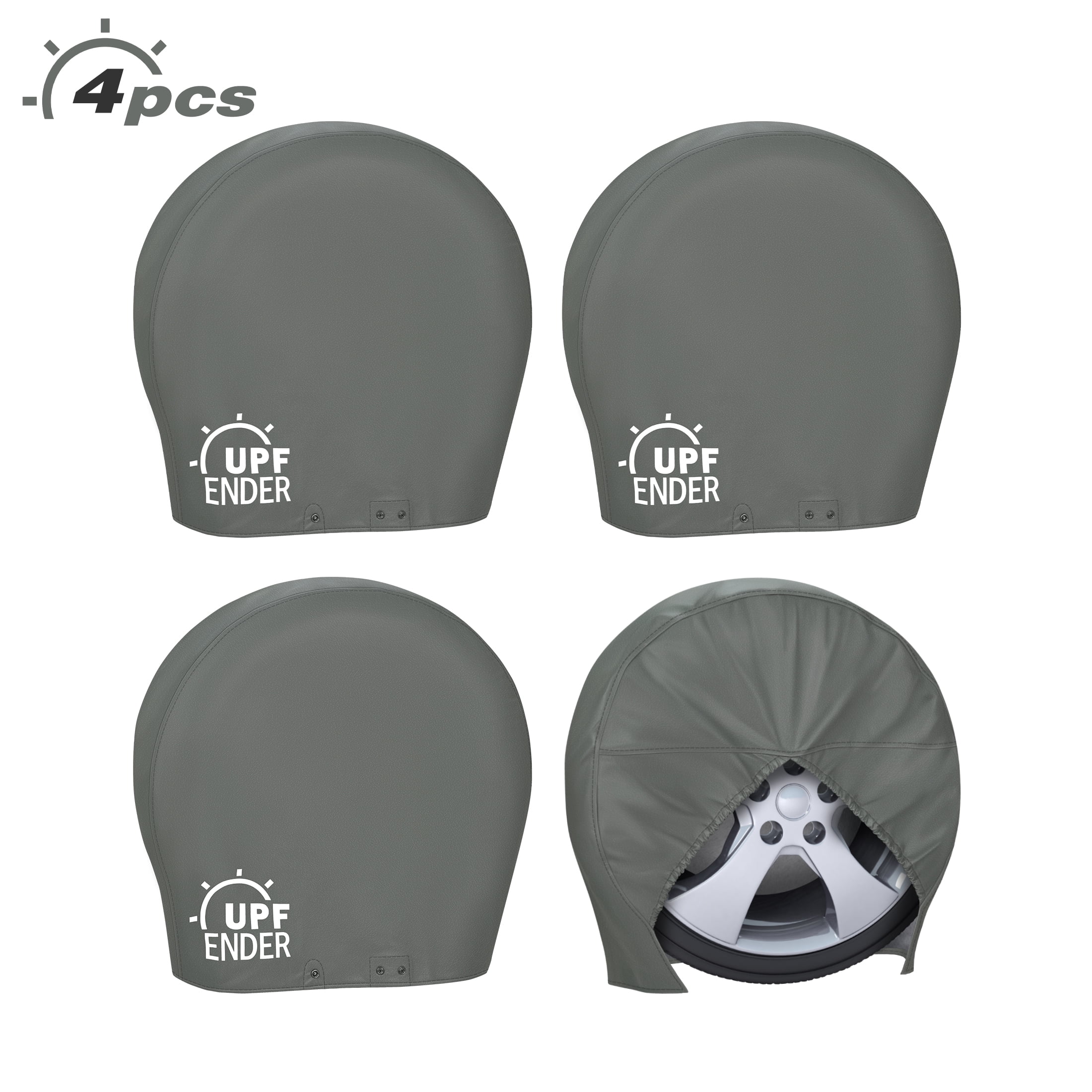 UPFENDER Waterproof Tire Covers for RV Truck SUV Trailer (Grey, 4 Pack, 26-28.75 in) 0xliz