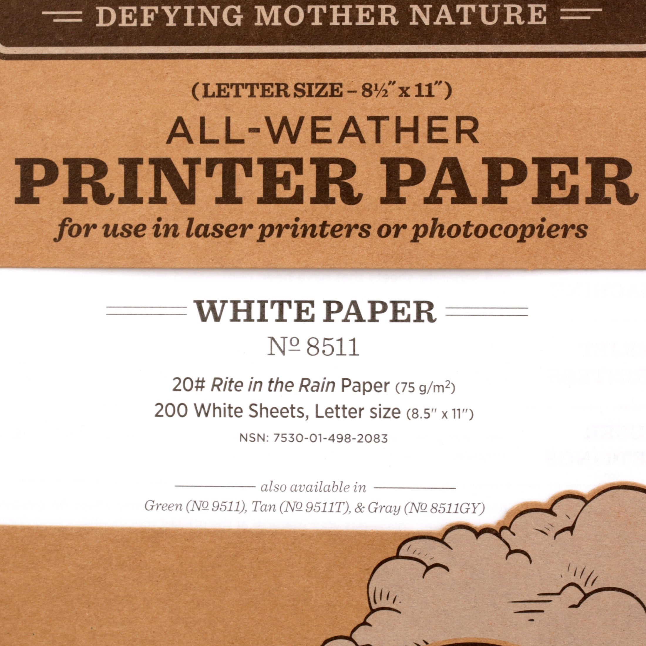 Rite in the Rain Weatherproof Copier Paper (White, 8.5 in x 11 in, 200 Sheet Pack) 3cj9s