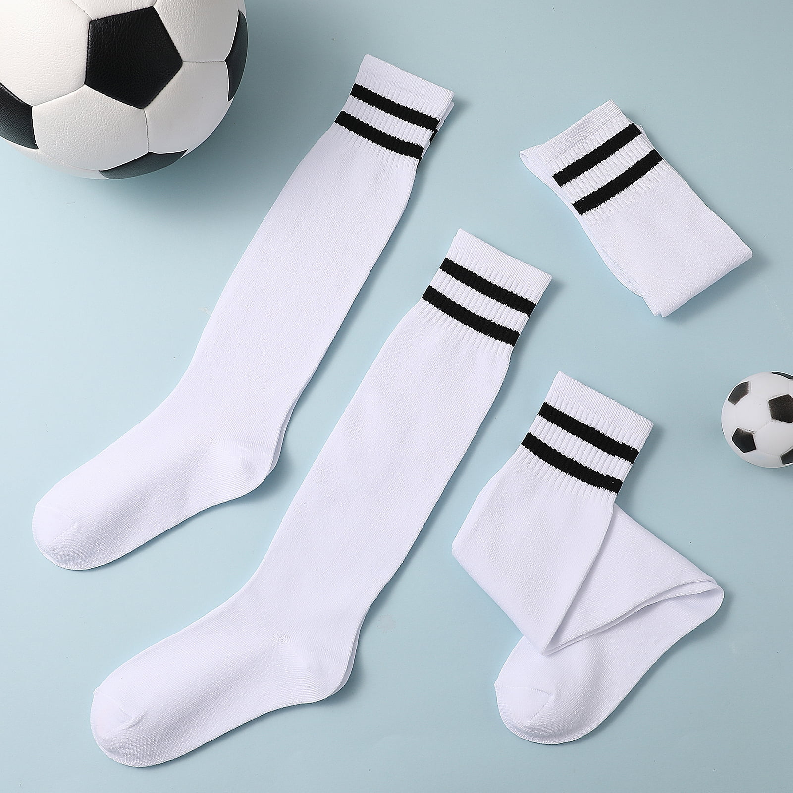 Hengguang Kids Soccer Socks Over-Knee Athletic Performance Gear (White, 4 Pairs) sf27u