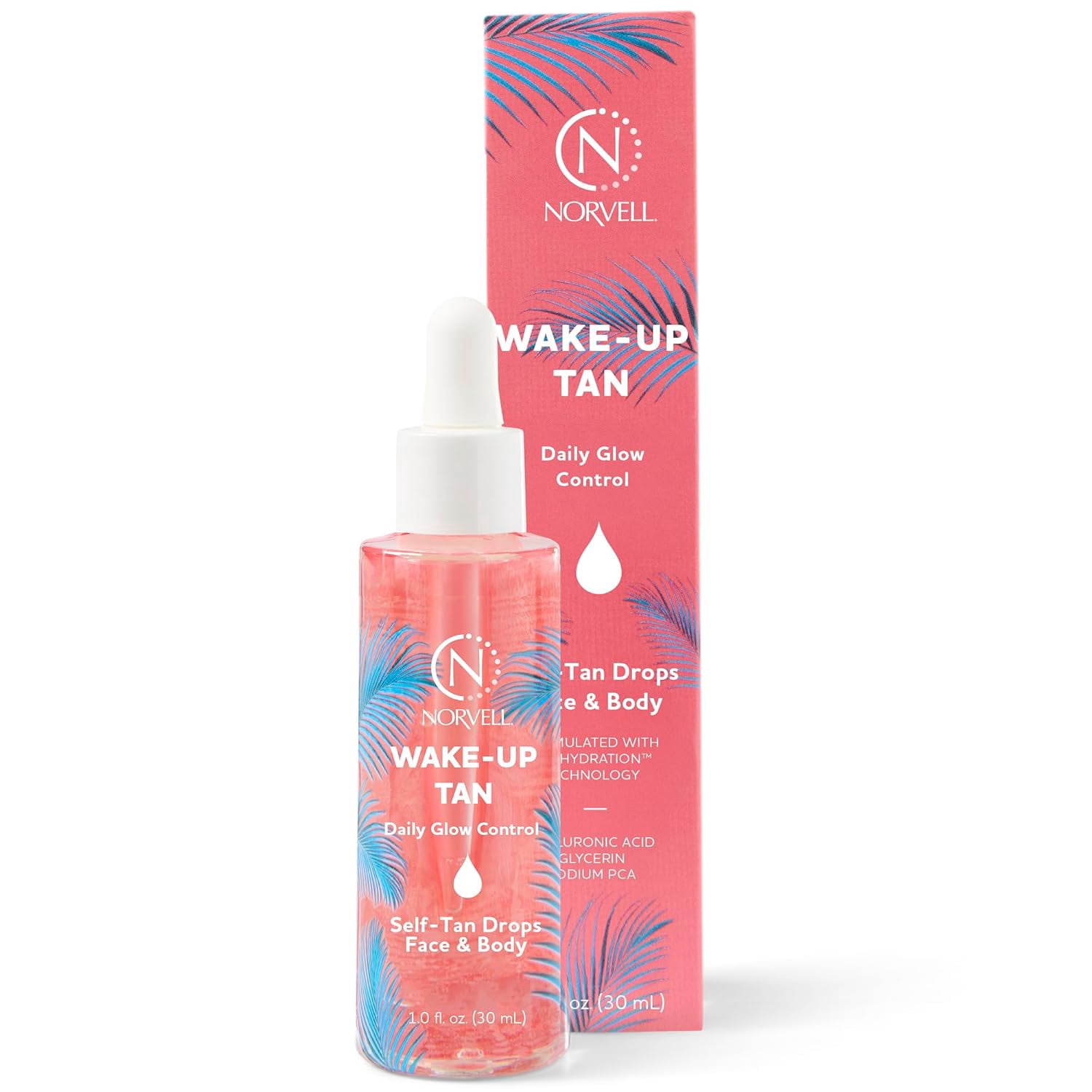 Norvell Wake-Up Tan Self-Tanning Drops Gradual Glow Face and Body (Clear, 1.0 fl oz) umo6y