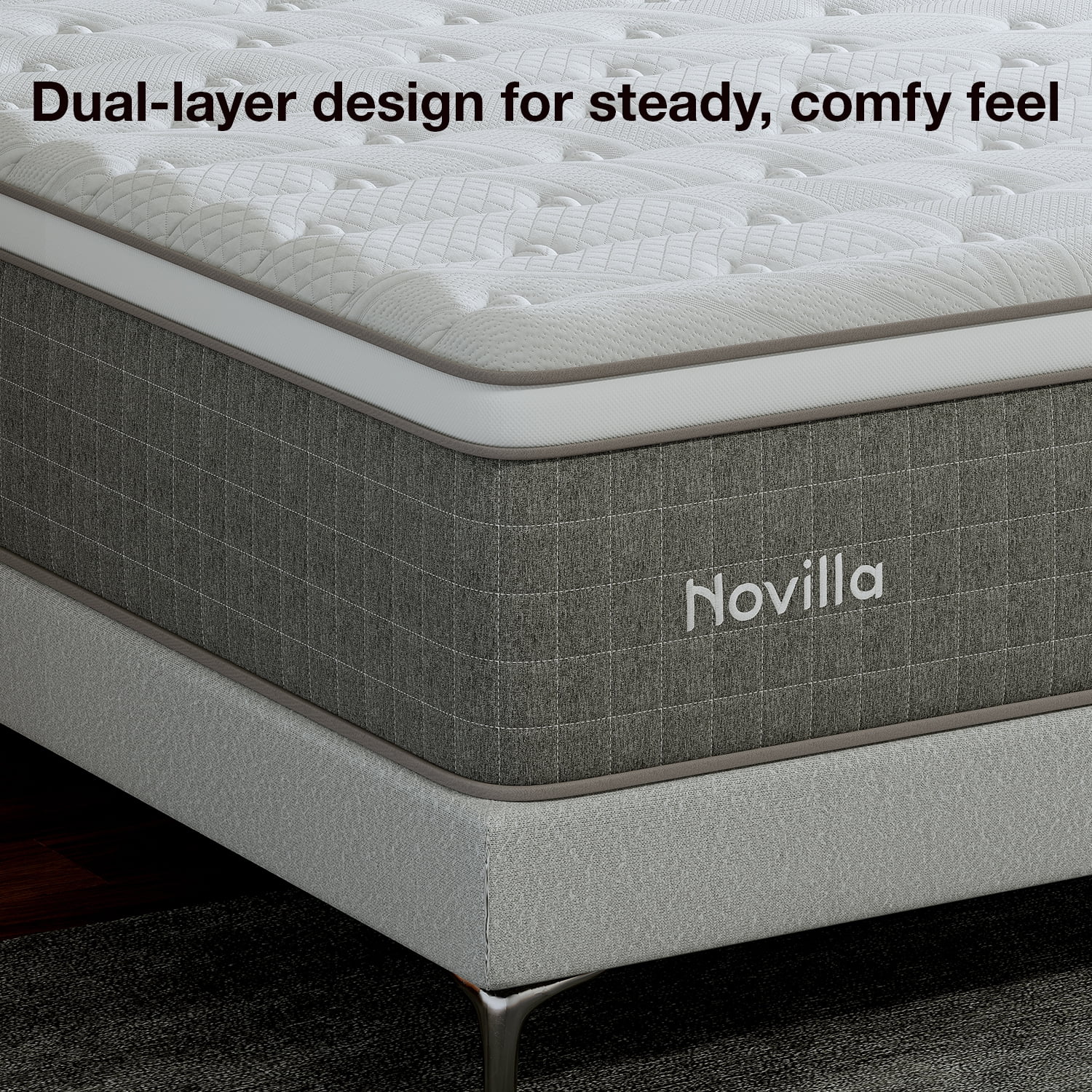 Novilla Vela Hybrid King Mattress, Cooling Gel Memory Foam Bed with Pressure Relief (White, 10 in) yljze