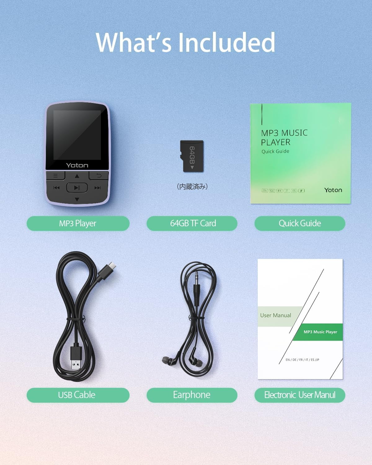 CocoBear Portable MP3 Player with Bluetooth 5.2, HiFi Lossless Audio, FM Radio, and Pedometer (16GB, Black) n5jjg