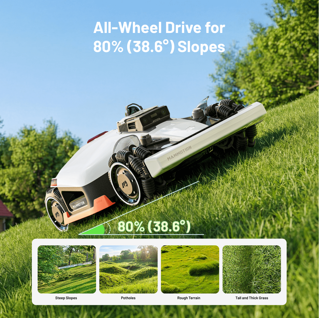 MAMMOTION LUBA 3 AWD 3000H Robot Lawn Mower (0.75 Acres, 2.2-4.0 in Cut Height) 9z6vu