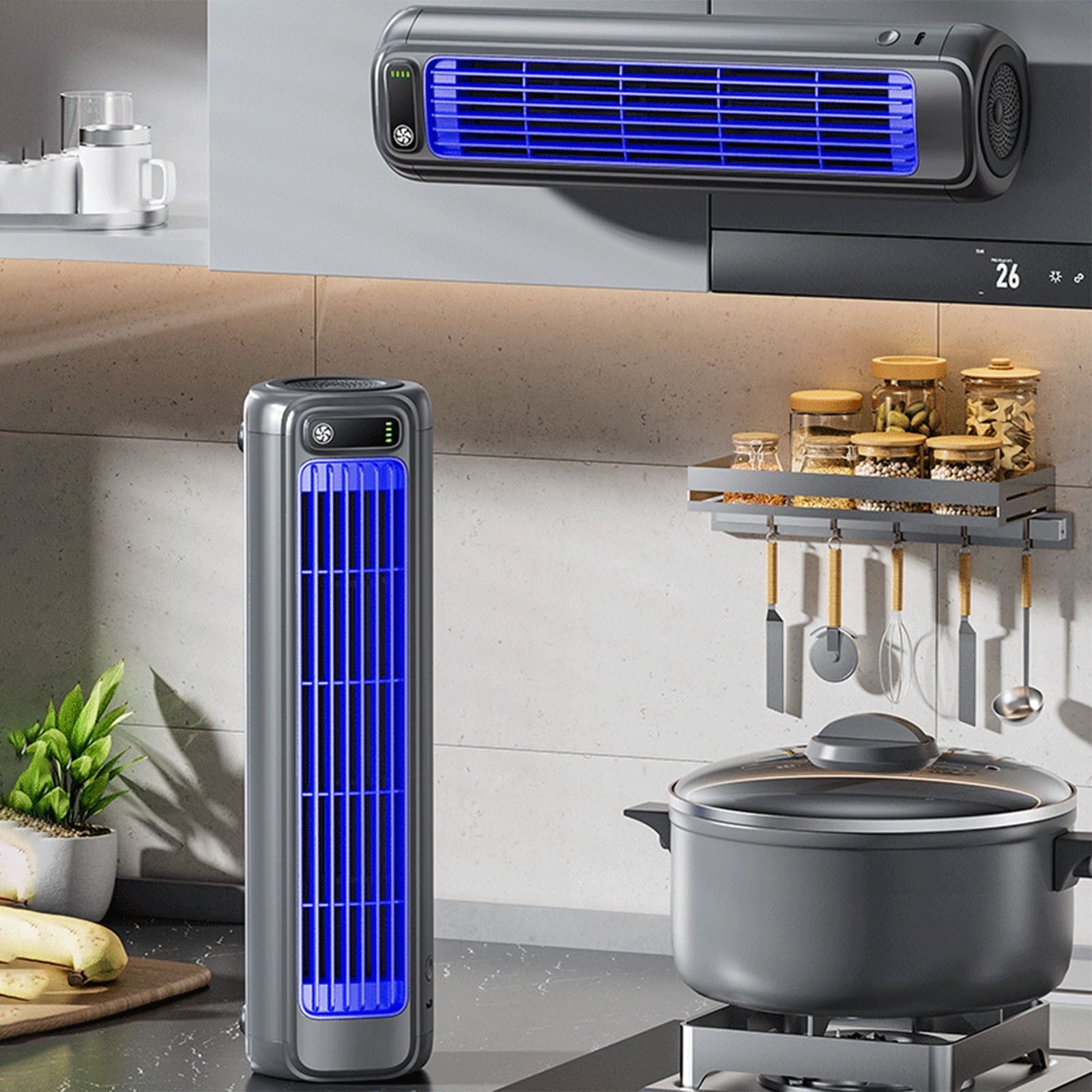 Xiaoleyu Portable Bladeless Tower Fan Quiet Desktop Cooling Fan with 3 Speeds and LED Display (Gray) losu5