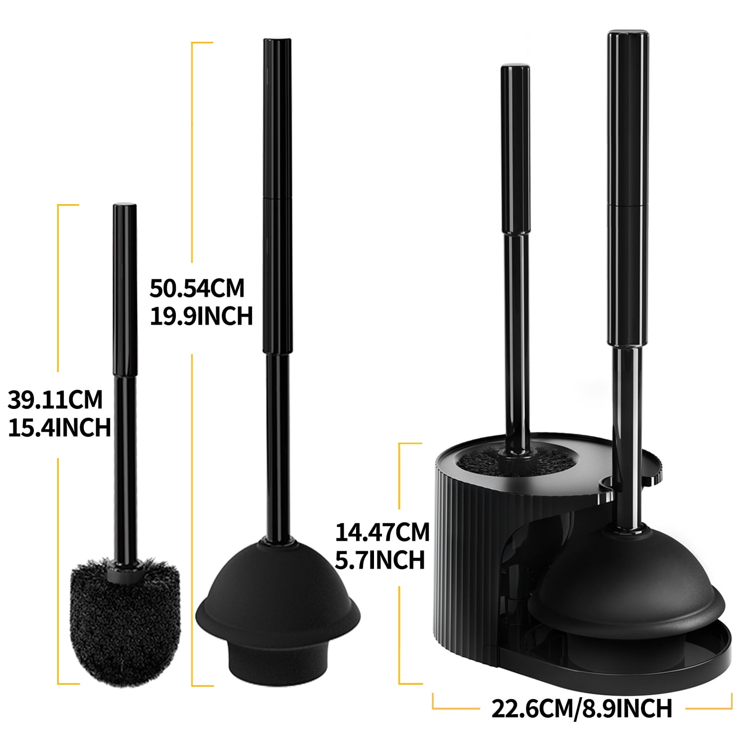 Propuri 2-in-1 Toilet Plunger and Brush Set with Extended Handle (Black, 1-Pack) etlao