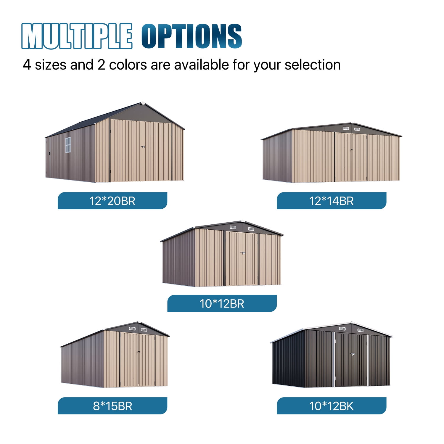 Clouddwell Outdoor Storage Shed, Heavy-Duty Metal Garden Utility Building with Lockable Double Doors and Sloped Roof (Brown, 10 ft x 12 ft) 5u1zr