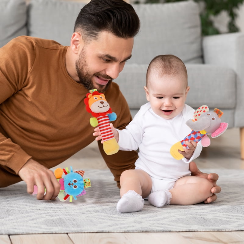 Kaboer Plush Animal Sensory Rattle Toy Set (3 Pack) h5g8u