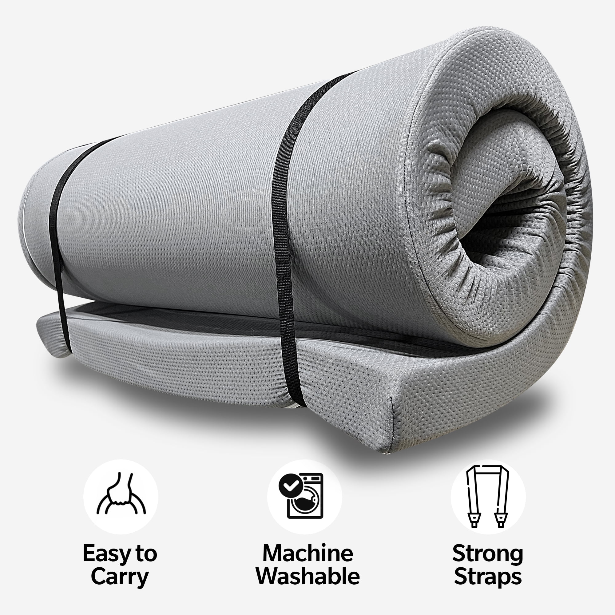 Yoneston Memory Foam Camping Mattress Pad, Portable Roll-Up Sleeping Mat for RV SUV Tent (Gray, 75 in x 30 in x 4 in) r1pdv