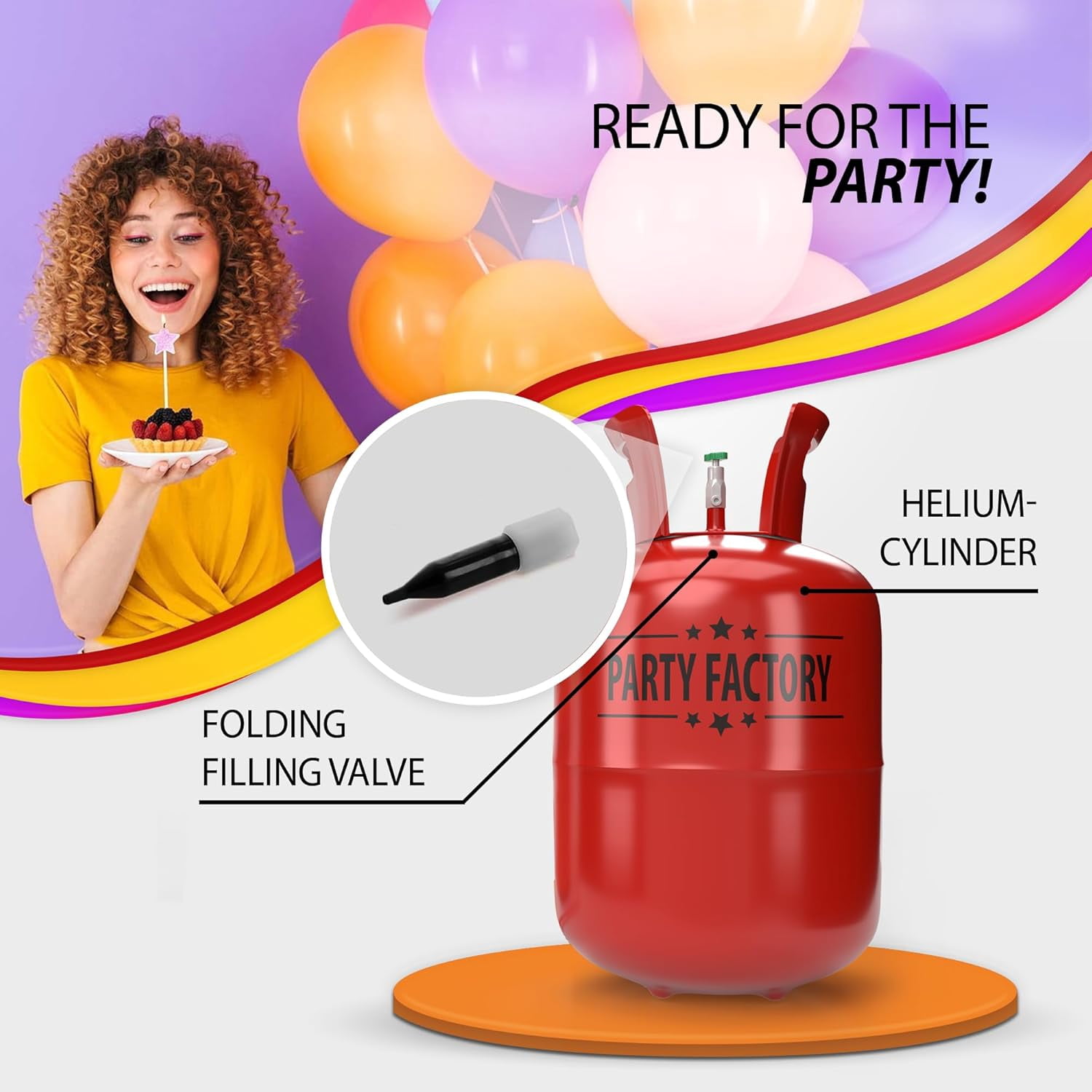 Party Factory Disposable Helium Tank for 50 Latex Balloons (14.1 cu. ft.) 9cpme