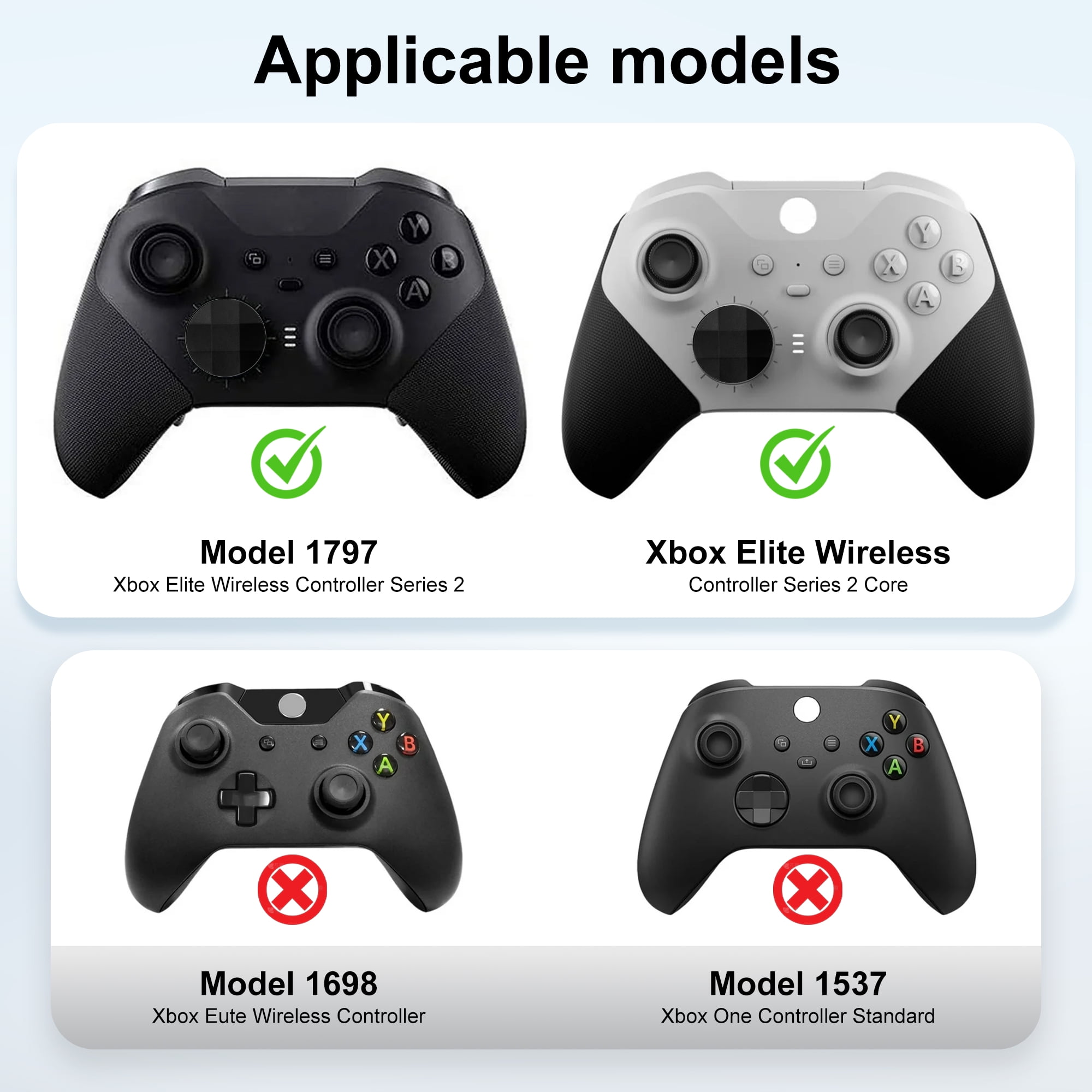 Pecham 17-in-1 Controller Replacement Parts Kit for Xbox Elite Series 2 (Black, 17-Piece Set) xv7z4