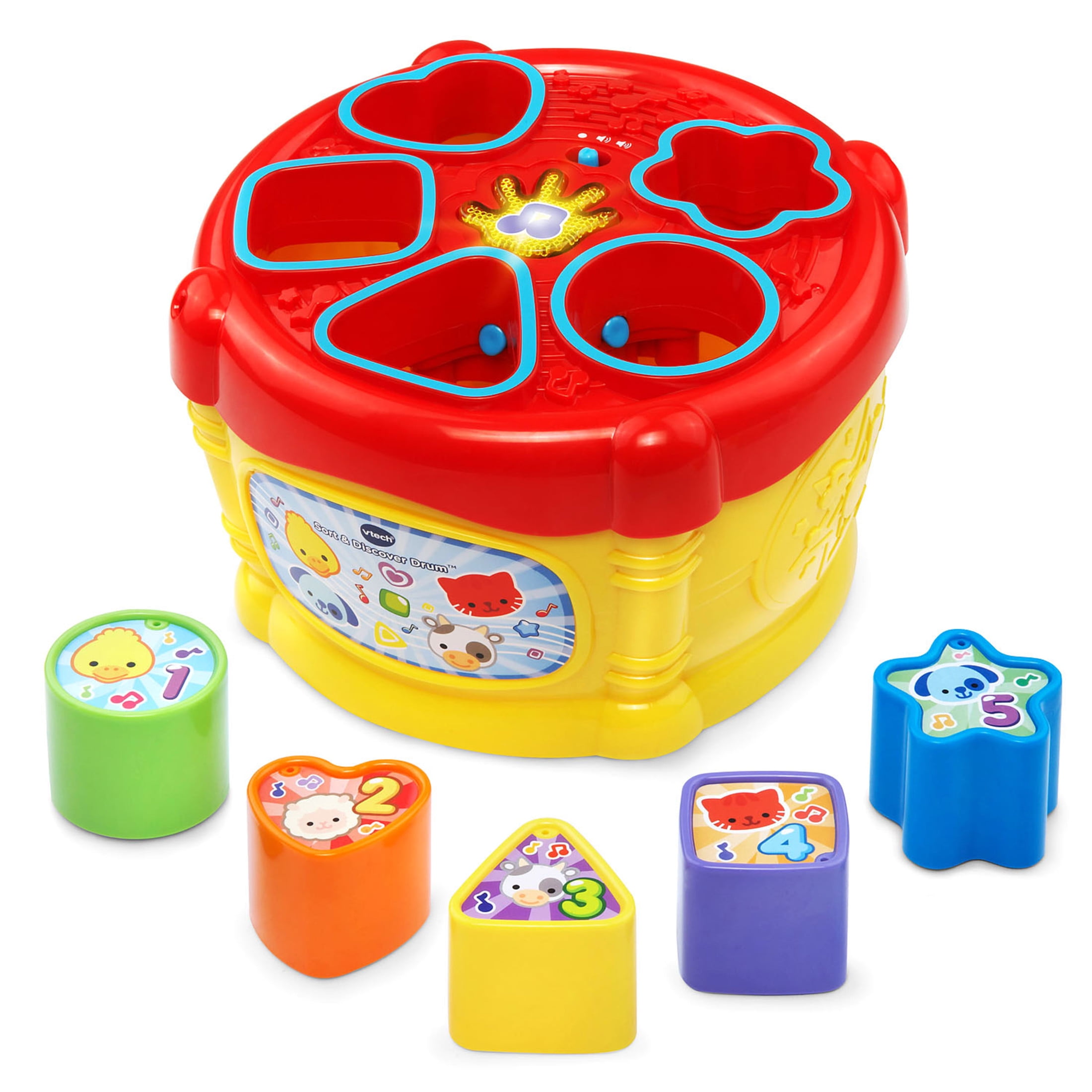 VTech Sort & Discover Drum Interactive Learning Toy with Shape Sorter (6-36 Months) 2xjxa