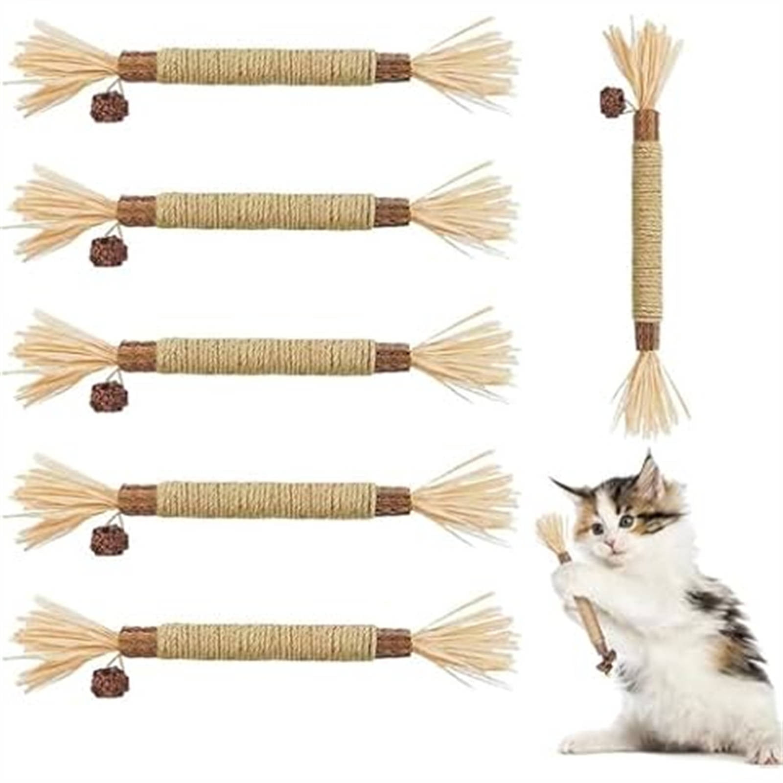 Holloyiver Natural Silvervine Sticks Cat Dental Chew Toy for Teeth Cleaning (5 Pack) 7k8vc