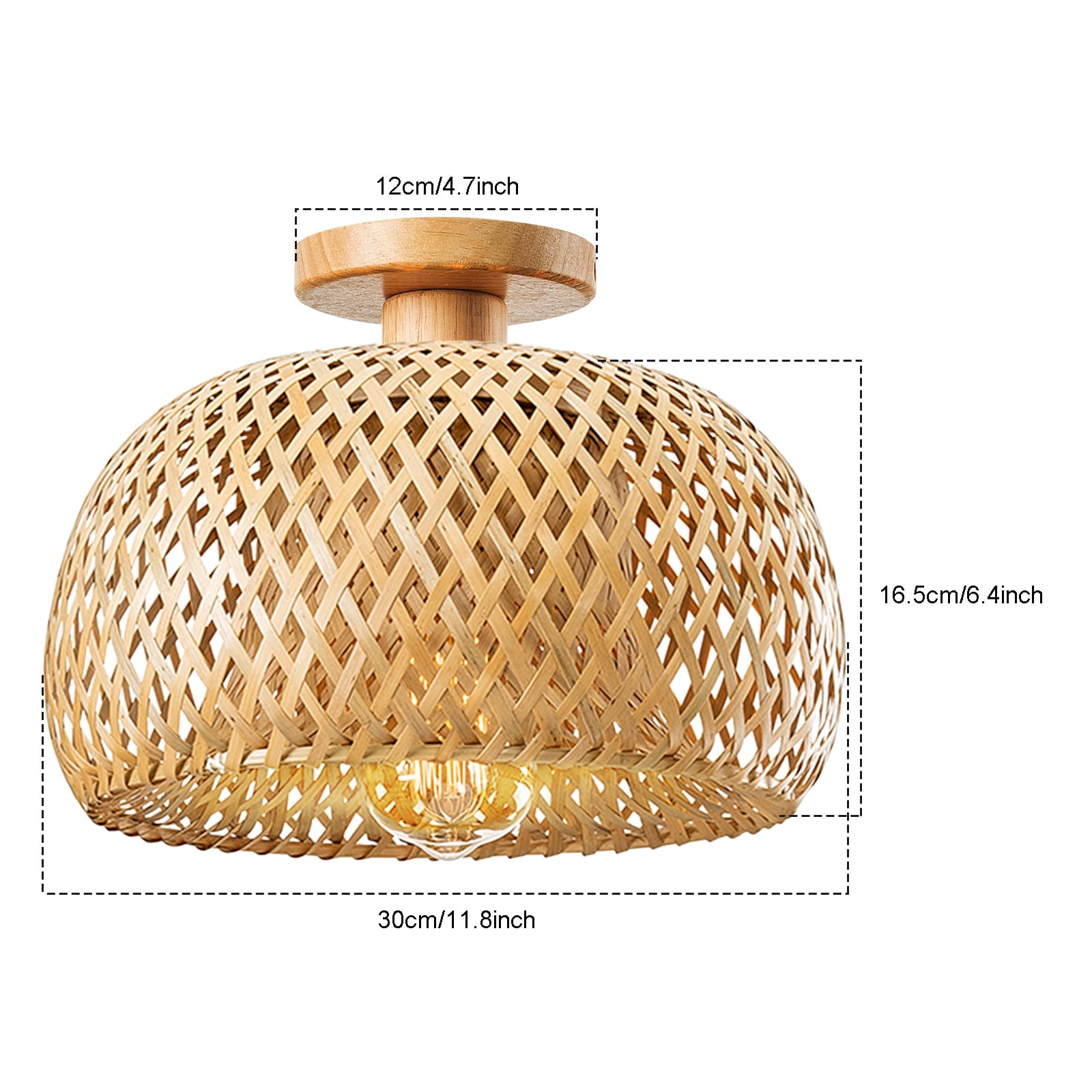IC INSTANT COACH Rattan Semi Flush Mount Ceiling Light, Handmade Boho Bamboo Chandelier for Farmhouse Bedroom and Hallway (Natural, 10 in) jimth