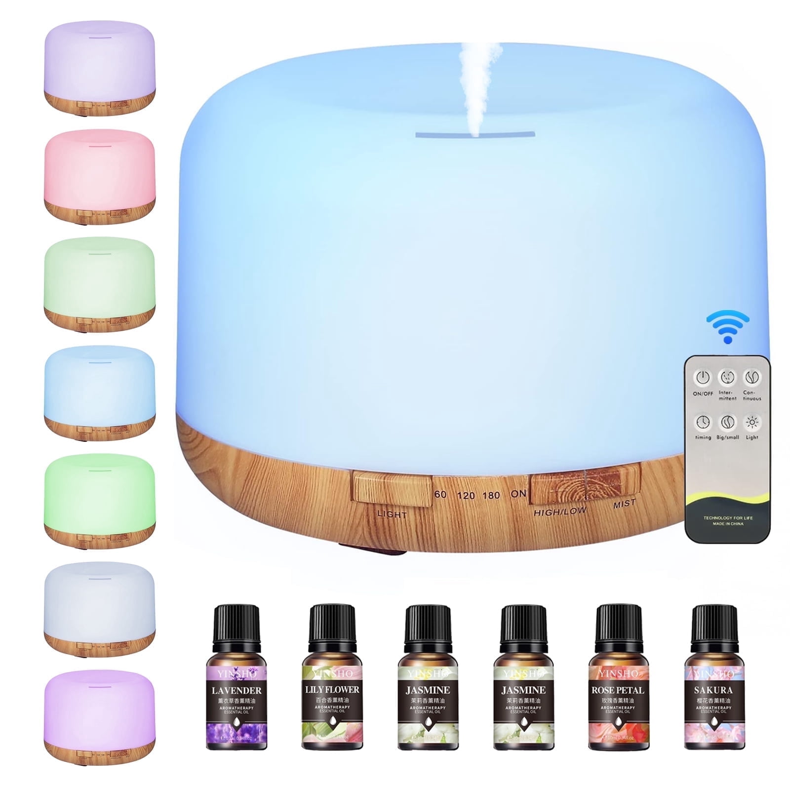 AARTVARK TEES Ultrasonic Essential Oil Diffuser with Remote Control and 7-Color LED Ambient Light (White, 16.91 fl oz) lidrw