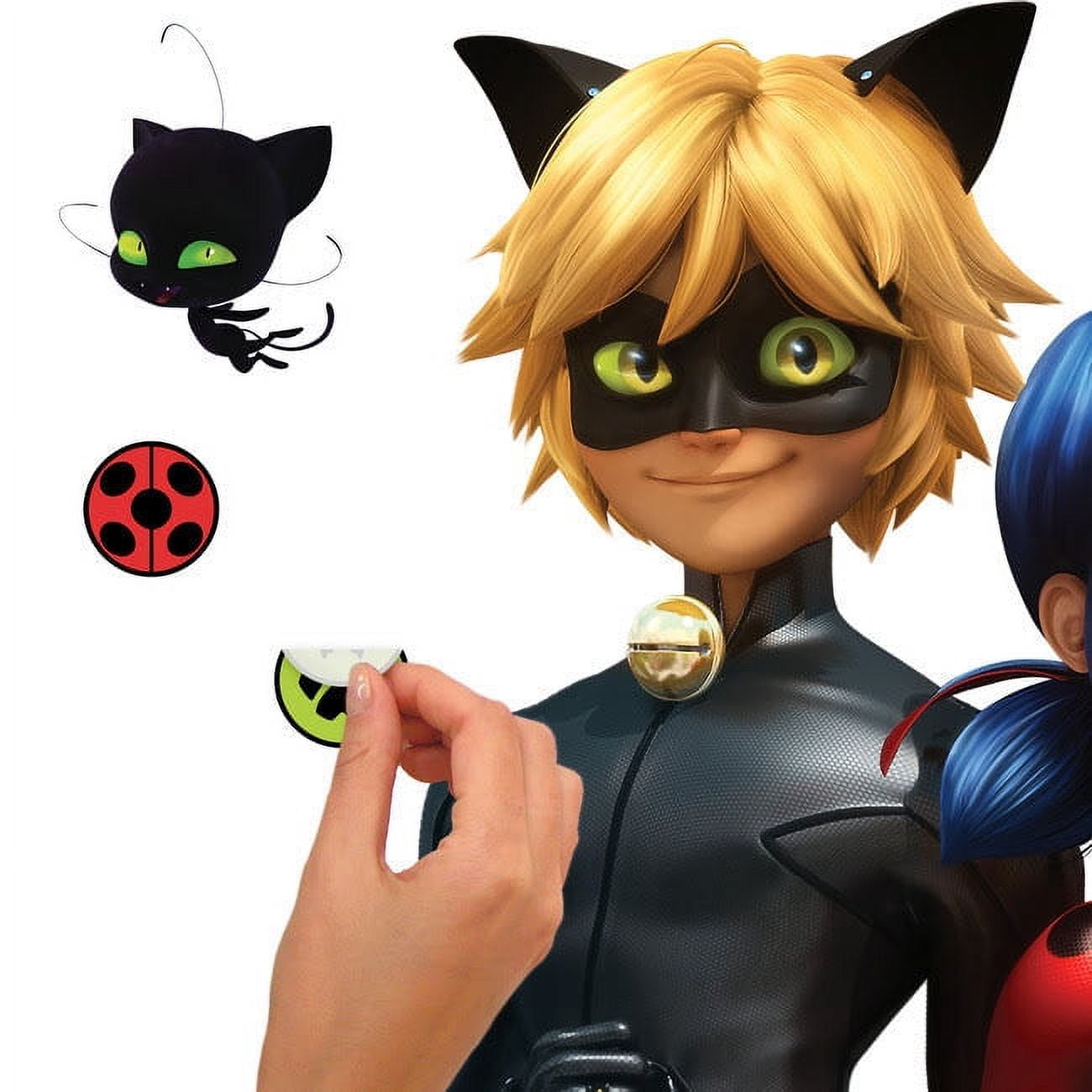 RoomMates Miraculous Ladybug and Cat Noir Giant Peel & Stick Wall Decals (Multicolor, 18 in x 40 in) 19vqd