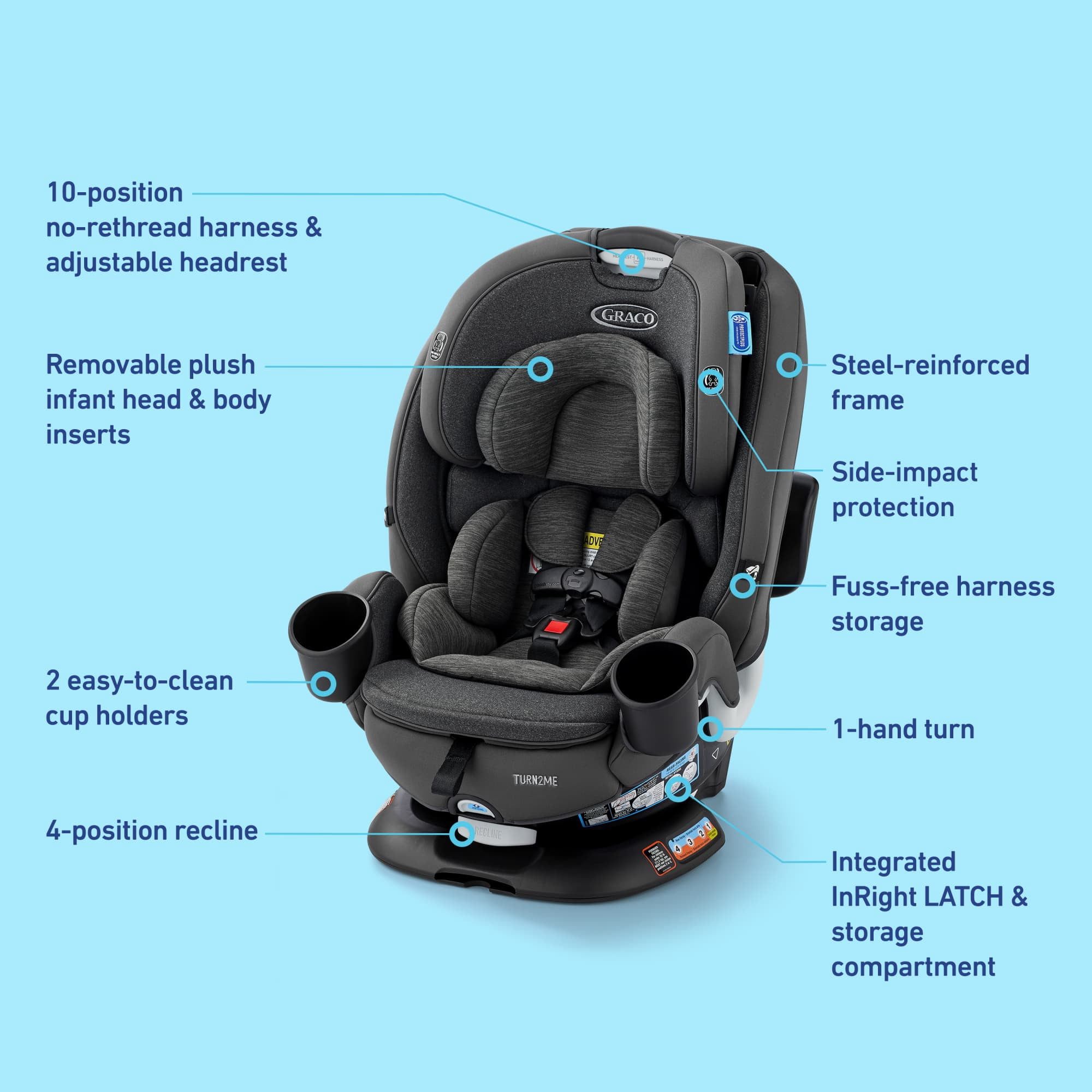 Graco Turn2Me 3-in-1 Rotating Car Seat (Black, 1 Count) dndwy