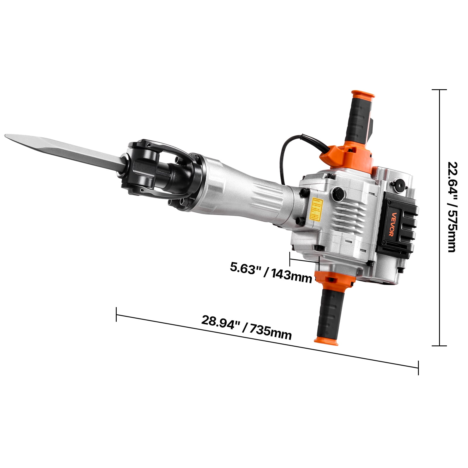 VEVOR Electric Demolition Jack Hammer, Heavy-Duty Concrete Breaker with 4 Chisels and Hand Trolley (2100 W) qf37n
