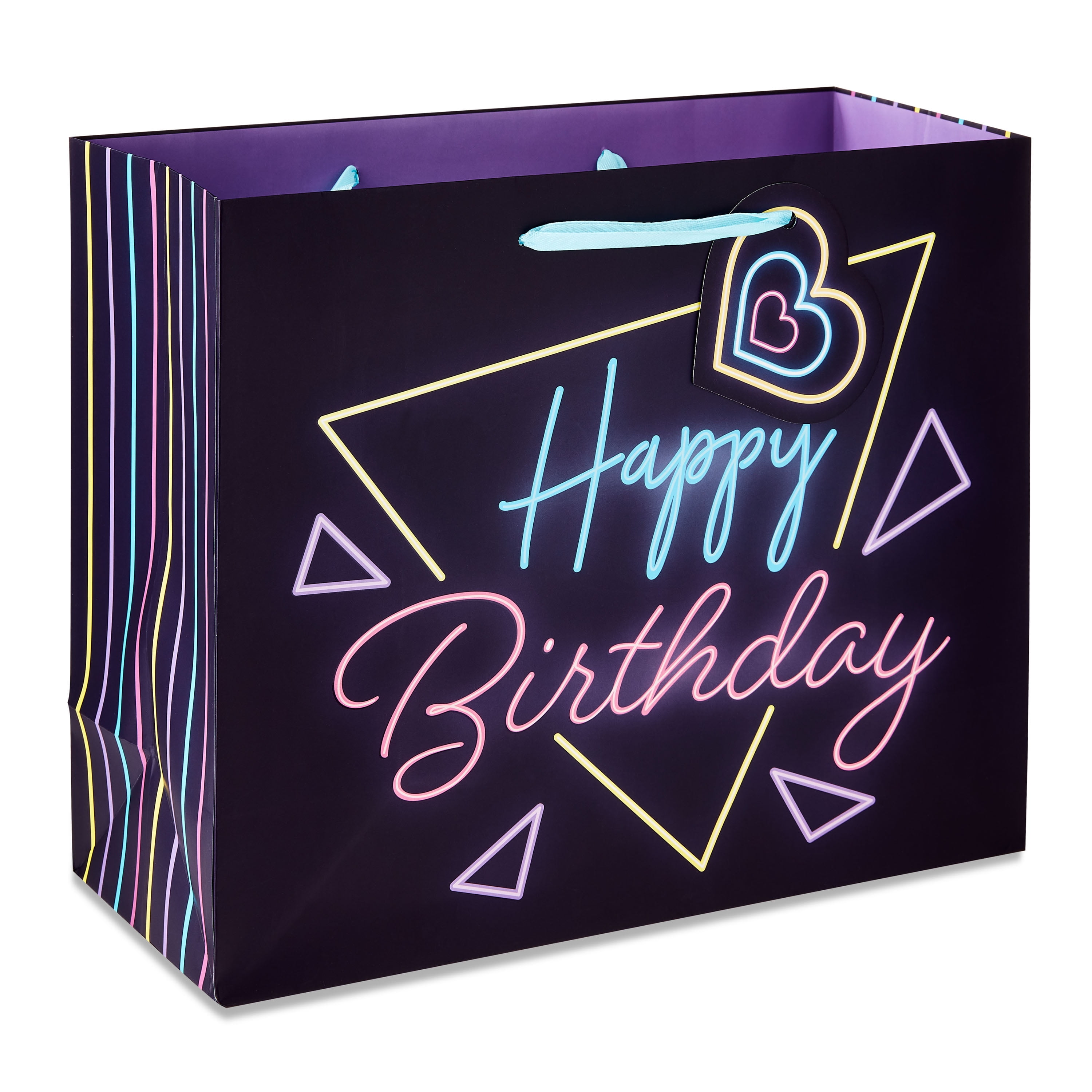 Way To Celebrate Happy Birthday Paper Gift Bag, Neon Purple, 10 in x 12 in (6 Pack) s904d