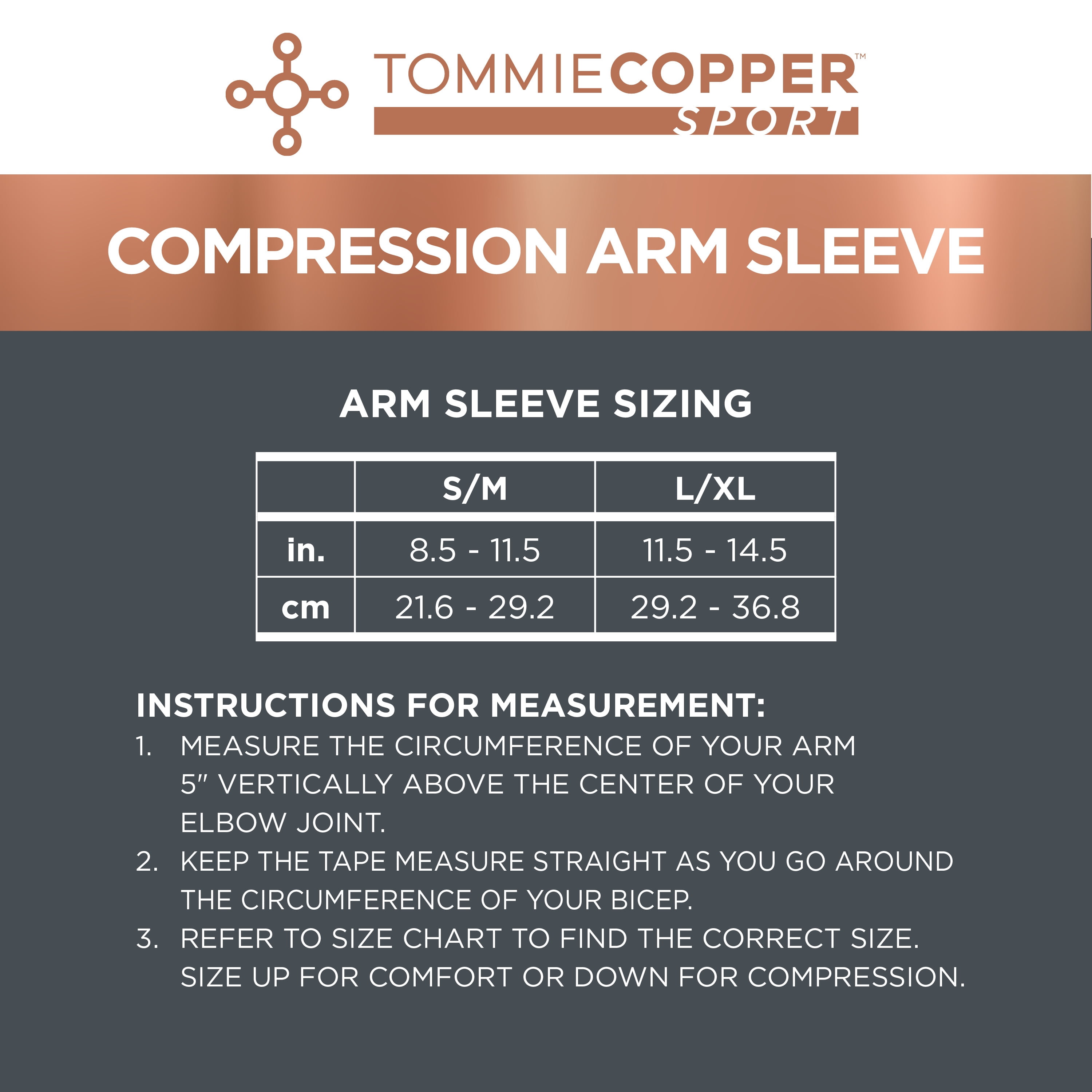 Tommie Copper Sport Compression Arm Sleeve, Copper Infused Support for Muscle Recovery (Black, Large/Extra-Large) rsyht