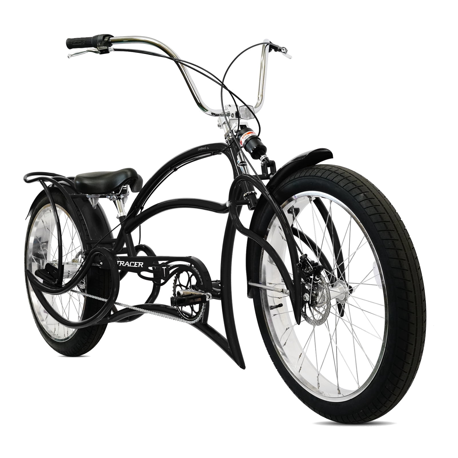 Tracer Bikes Leopard 3i Pro Chopper Stretch Cruiser Bike (Matte Black, 26 in) vrgdt