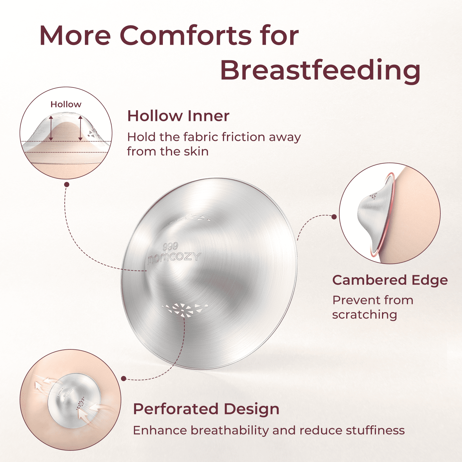 Momcozy 999 Pure Silver Nursing Cups for Breastfeeding Relief (Silver, Regular) iy40h