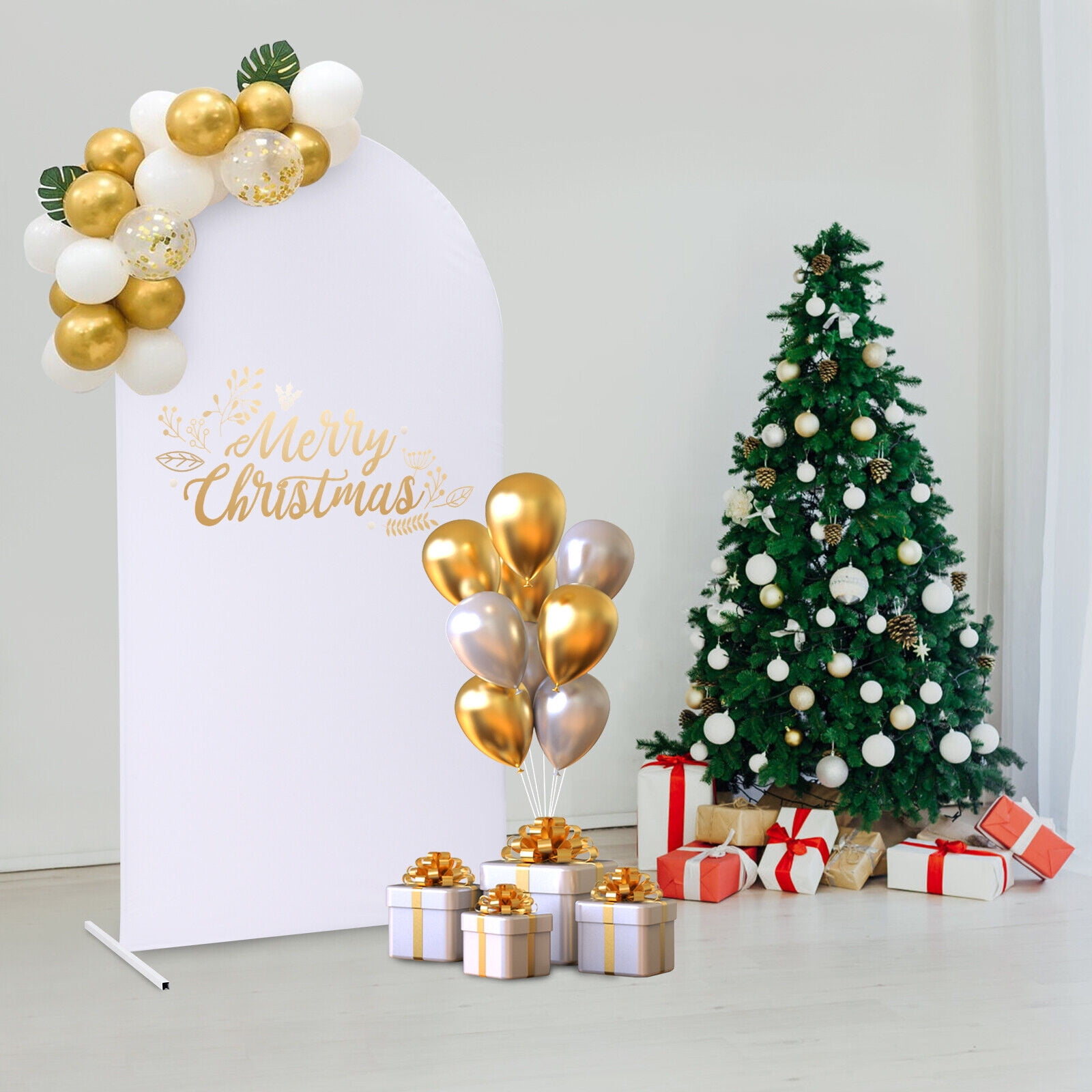 Generic Balloon Arch Frame Kit Wedding Backdrop Stand with Cloth Cover (White, 47.28 in x 19.68 in x 86.64 in) t105b