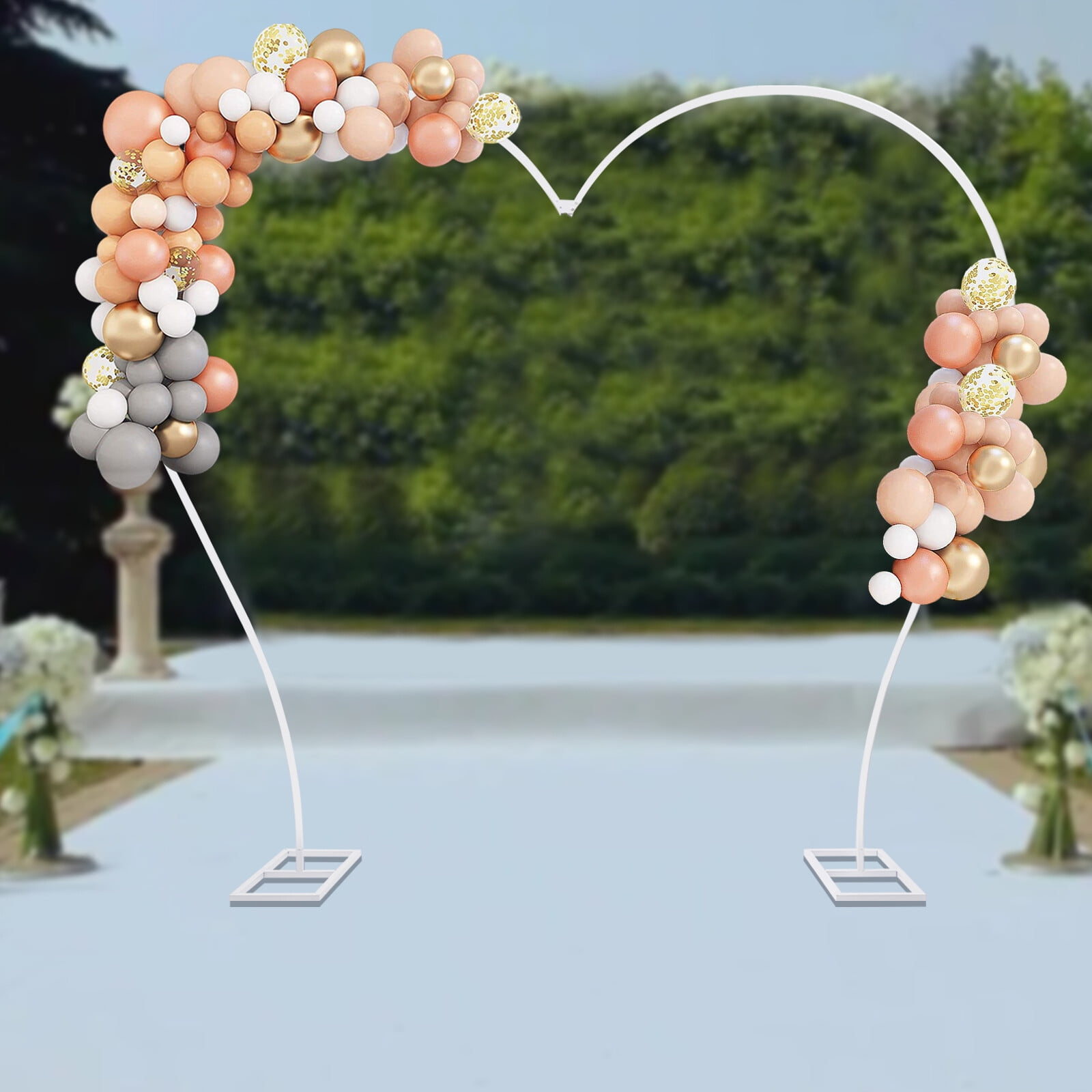Generic Heart-Shaped Arch Stand, Metal Wedding Backdrop Frame for Balloon and Flower Decorations (White, 8.7 ft x 7.7 ft) ary3h