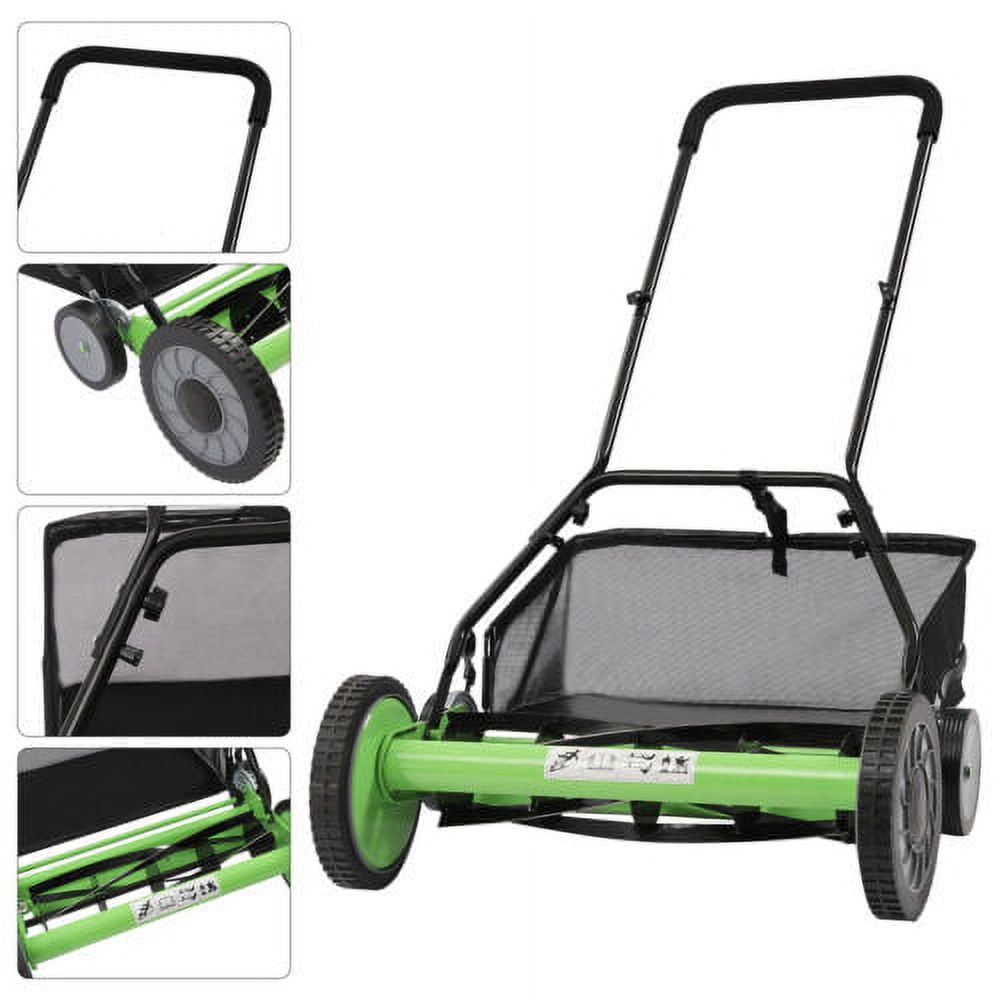 Generic Manual Reel Mower 5-Blade Push Lawn Mower with Adjustable Cutting Height (Black, 20 in) 4zzk6