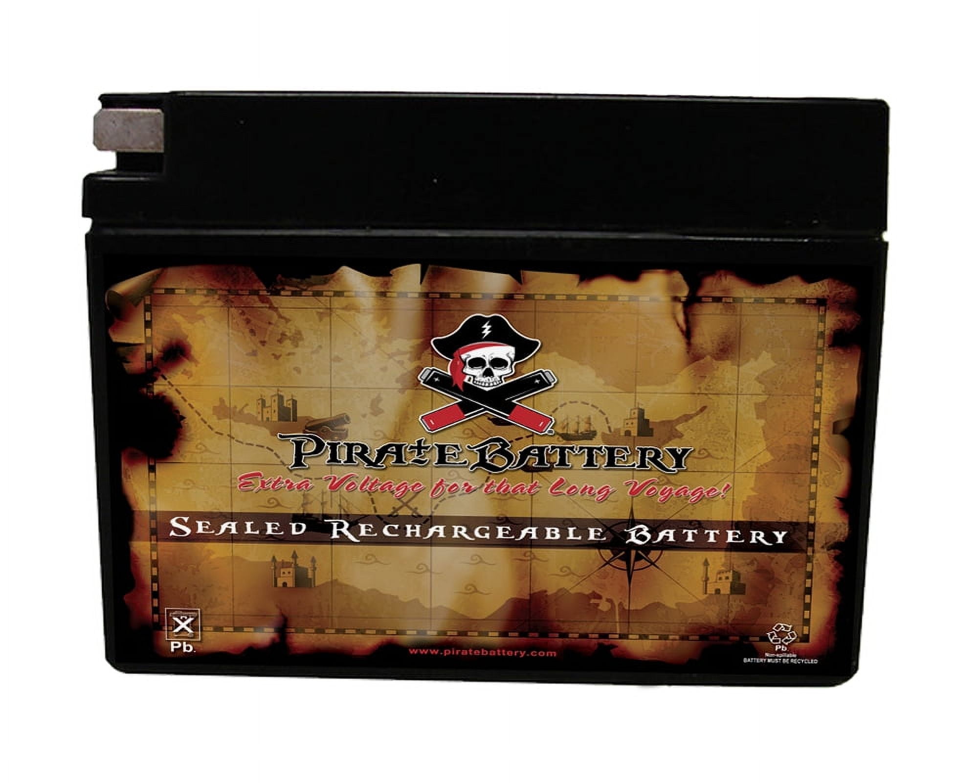 Pirate Battery YT4B-BS Sealed AGM Motorcycle Battery (12V, 2.3Ah, 40CCA) Rechargeable Replacement (4.45 in x 1.5 in x 3.35 in) fnrrd