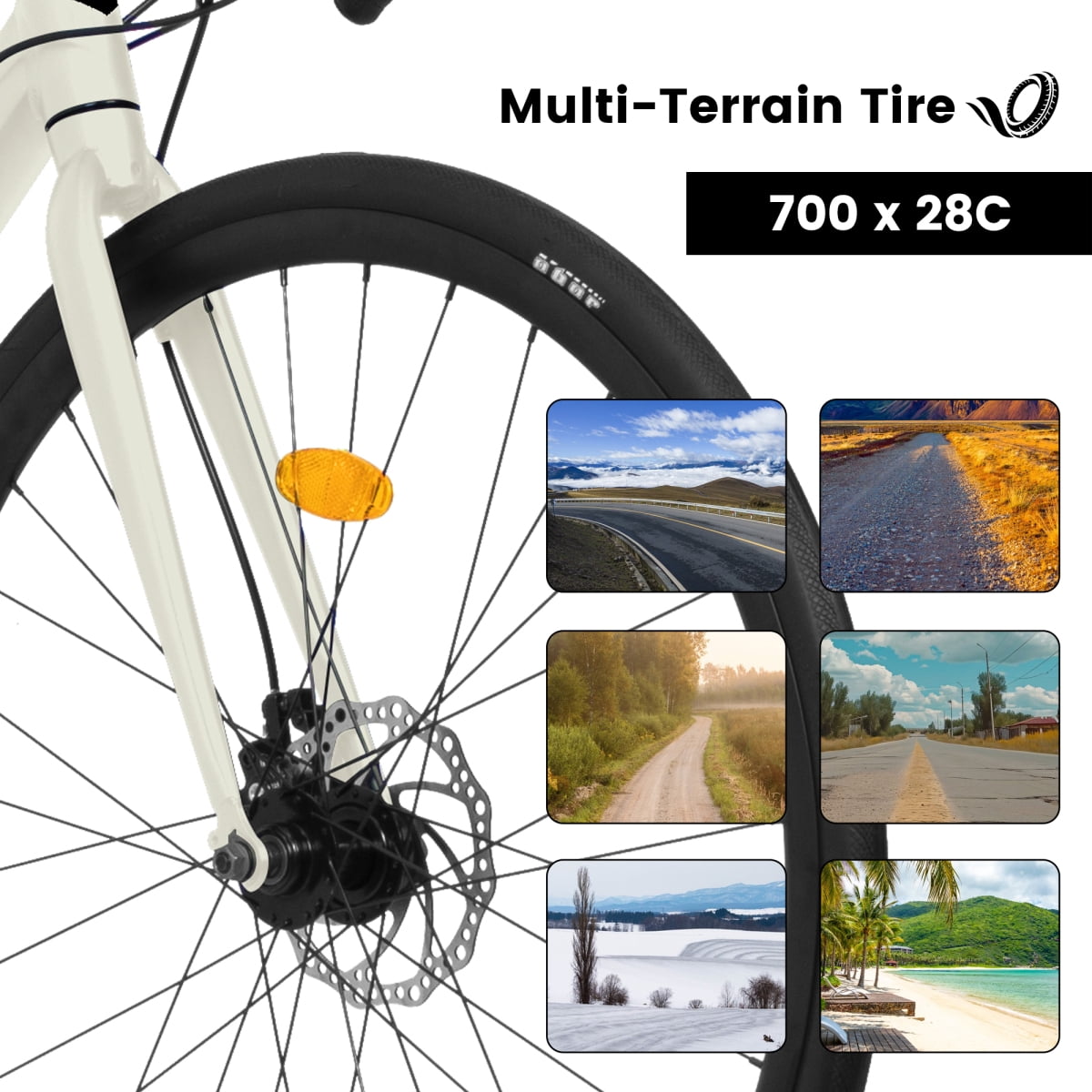 A28320R Road Bike, Lightweight Aluminum Frame, 16-Speed Disc Brake Bicycle (White, 700c x 28 in) m4gdp