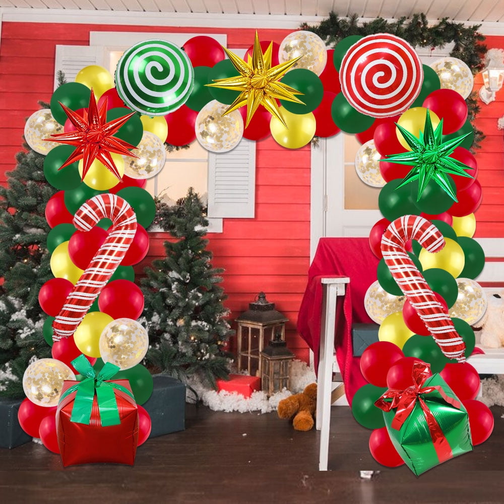 Qwaerplpn Christmas Balloon Arch Kit, Festive Holiday Party Decorations (Gold, Green, Red, 70 Piece) v9jtk
