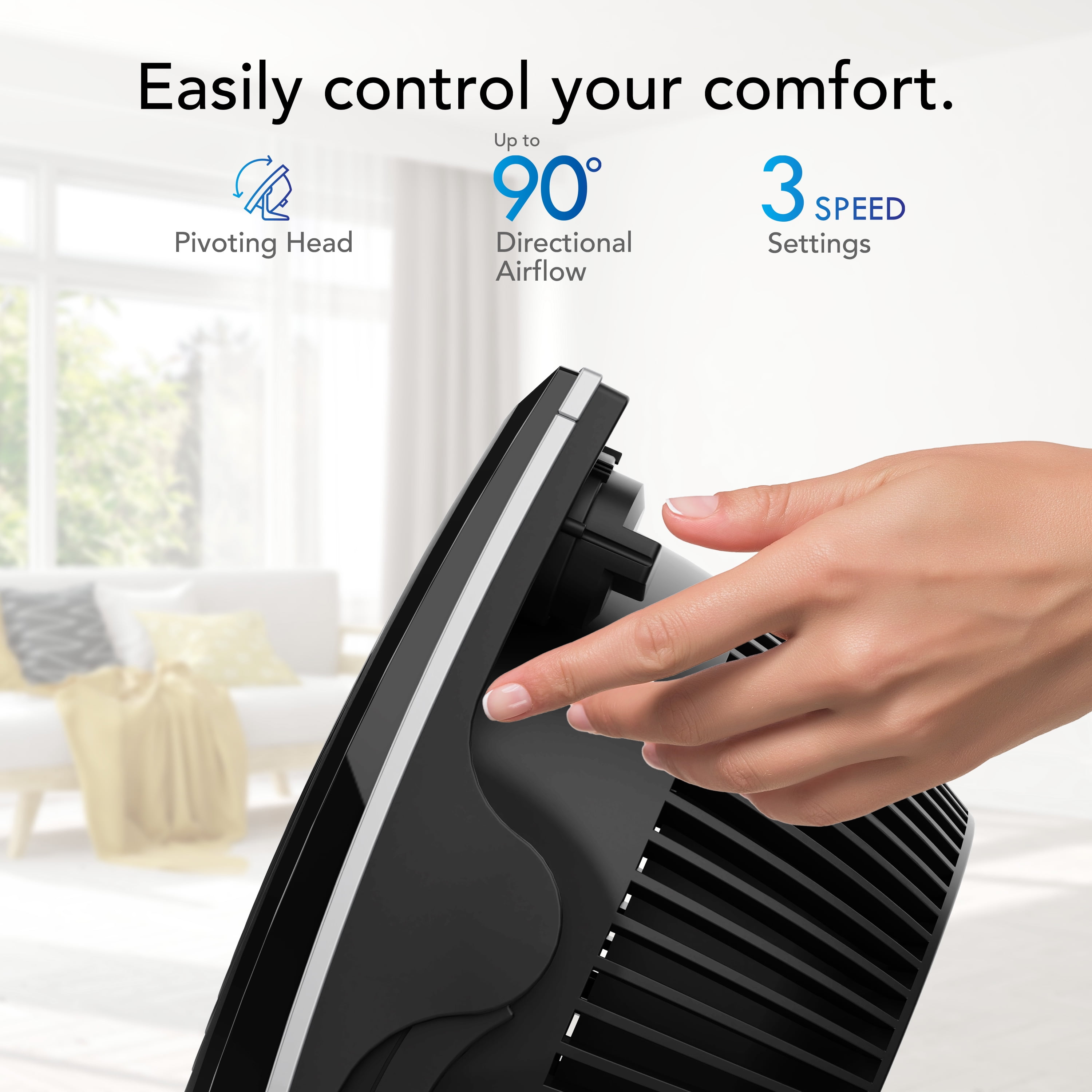 Vornado 573T Small Room Air Circulator Fan with Pivoting Head (Black, 3-Speed) hchvt