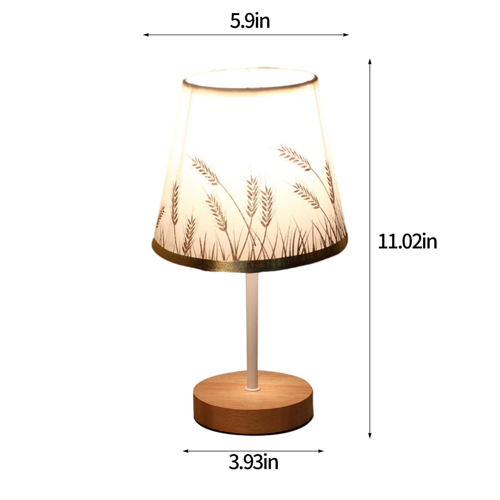 Gnmfd LED Solid Wood Desk Lamp with Linen Fabric Shade (Beige, 12 in) 5rp0m