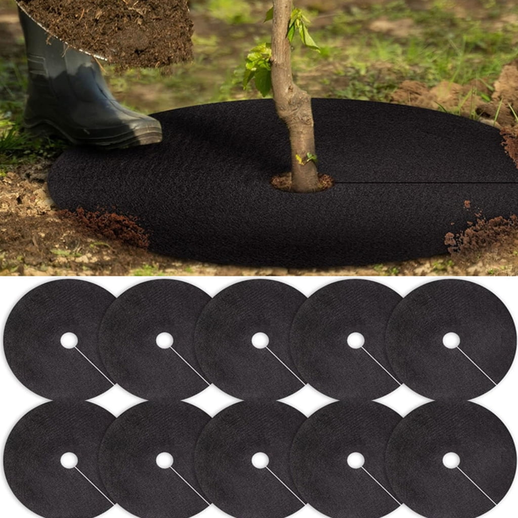 WINDLAND Breathable Landscape Tree Rings Weed Barrier Mat for Soil Moisture Control (Green, 24 in) wwhk4
