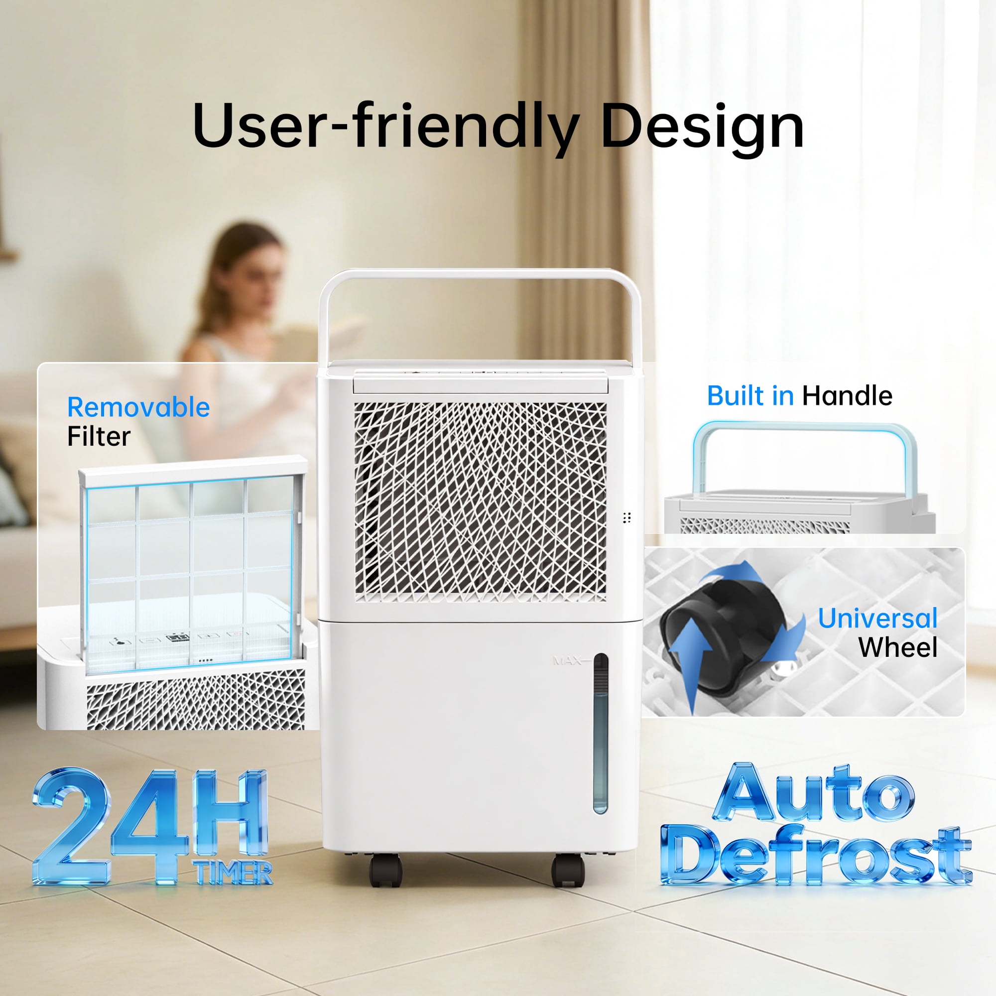 HUMSURE 30 Pints Dehumidifier for Basement and Home (White, 2500 Sq. ft) dxo8c