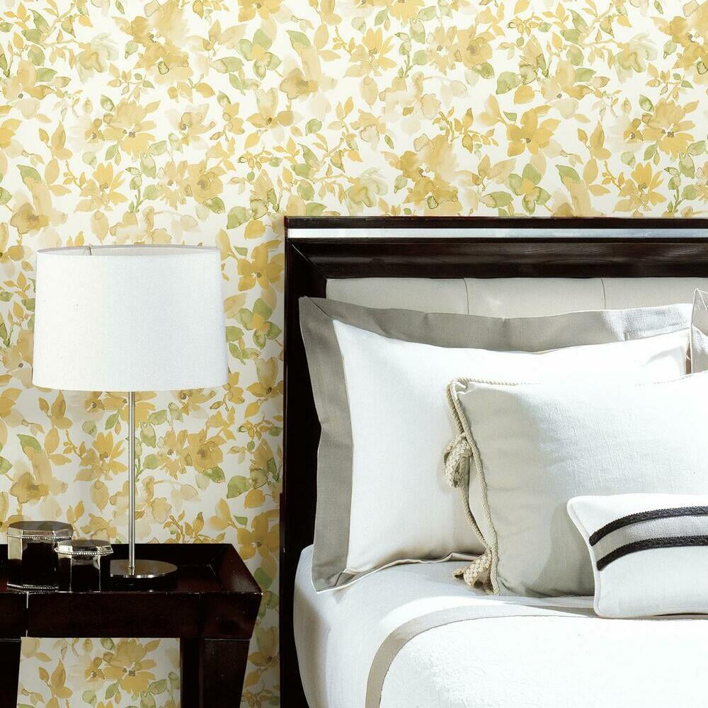RoomMates Floral Peel and Stick Wallpaper, Removable Self-Adhesive Wall Decor (Light Pink, 28.18 sq ft) 01qoa