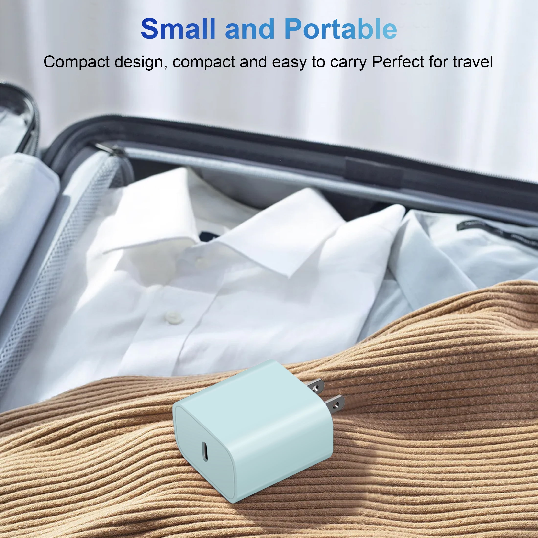 Coreykin 20W USB-C Wall Charger and 6 ft Cable Set (2 Pack, Blue) 1n0s0
