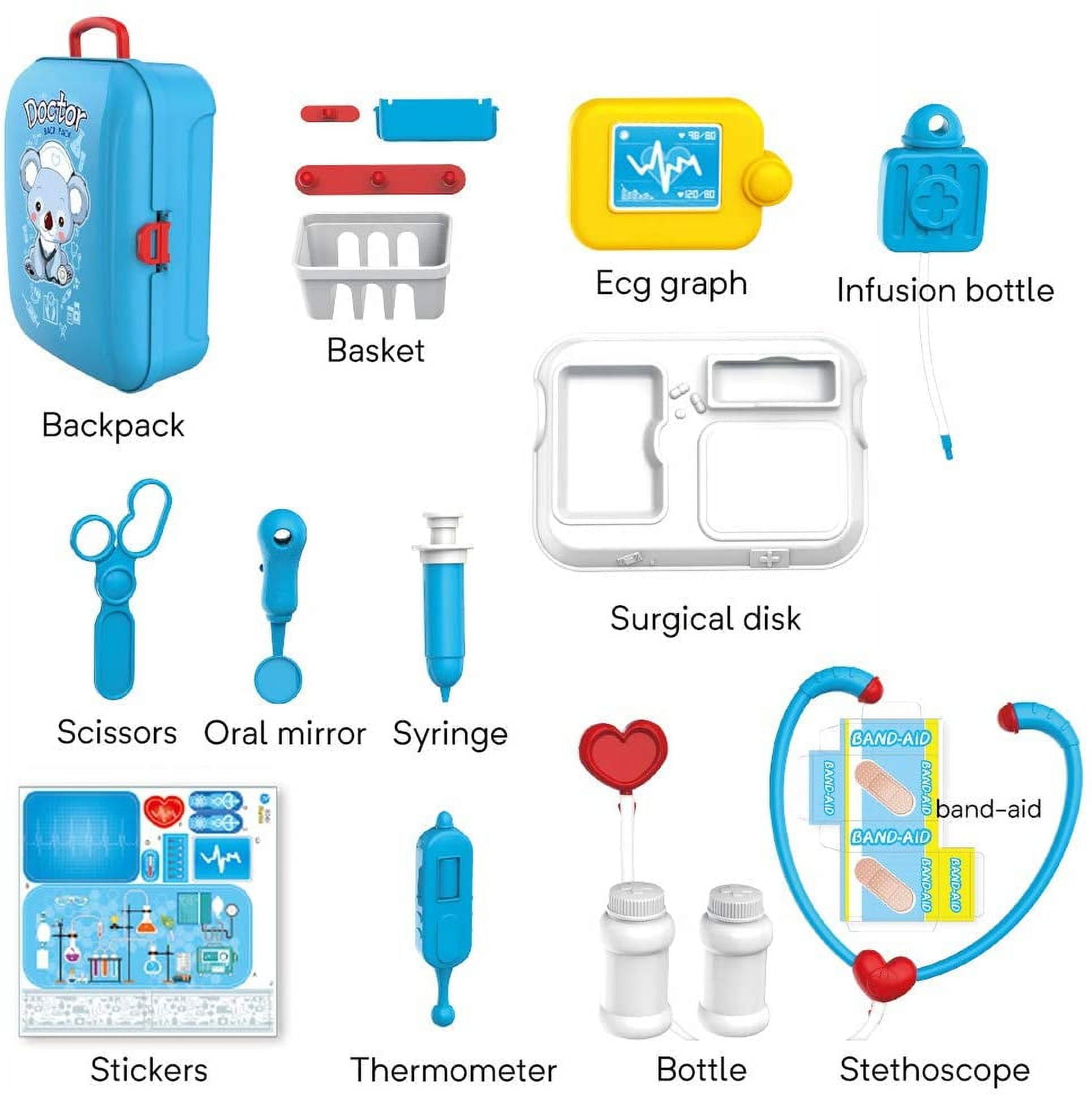TiokMc Doctor Play Set for Toddlers, Educational Medical Role Play Kit with Carrying Case (17-Piece Set) r2tx3