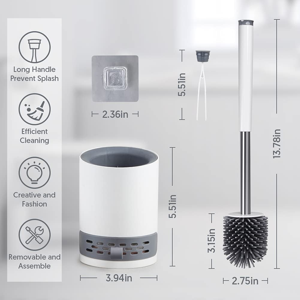 Sugarday Toilet Bowl Brush and Caddy Holder Set with Tweezers (White) cgnqk