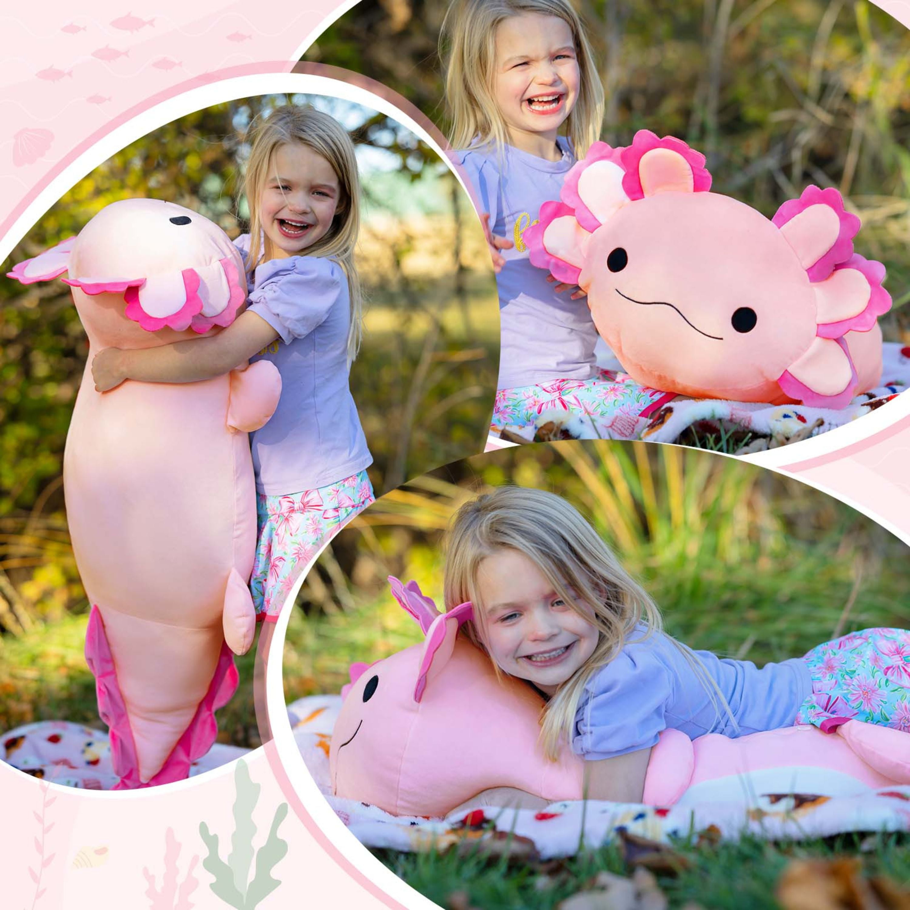 Tezituor Axolotl Stuffed Animal Large Plush Pillow Toy (Pink, 39 in) ltanl