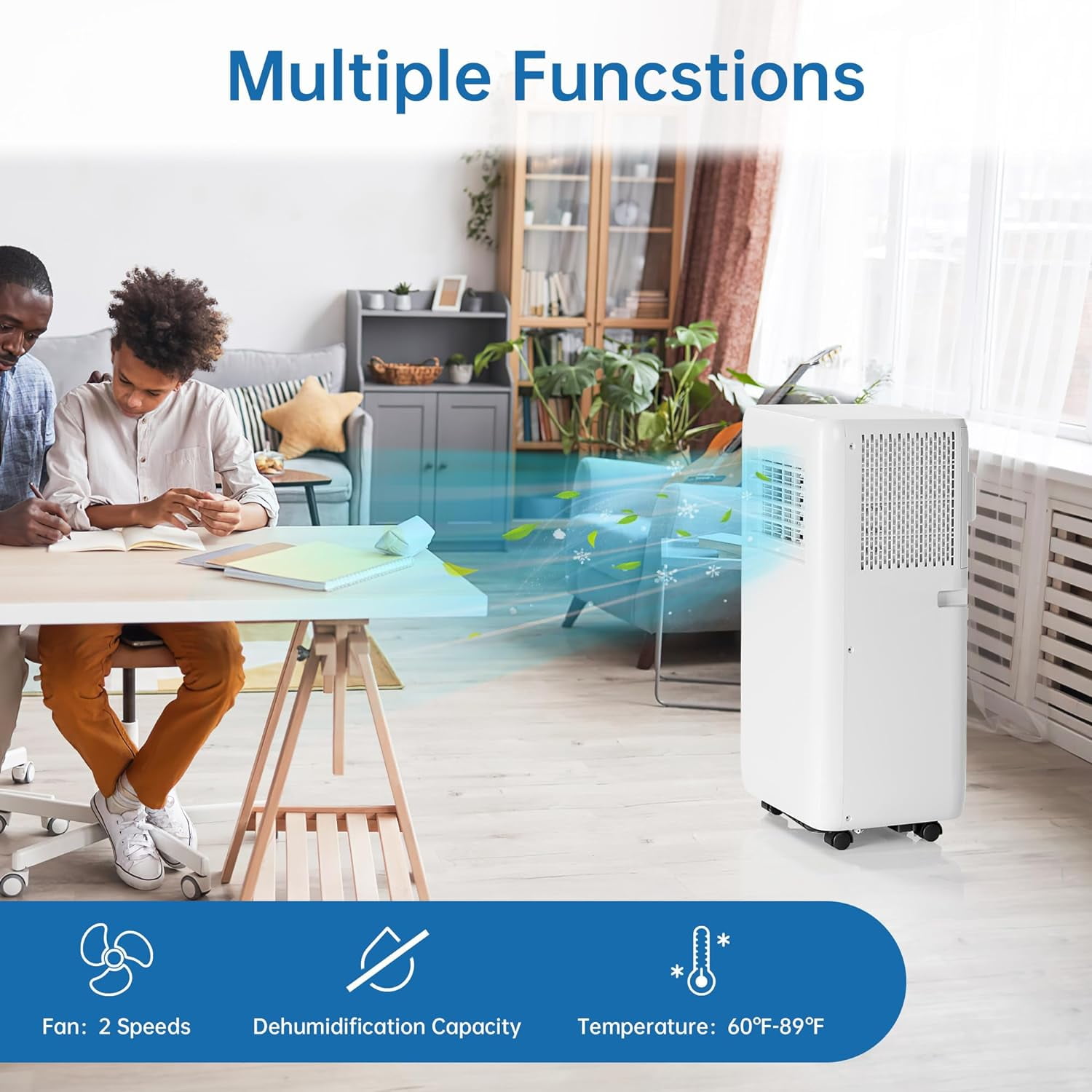 EastVita 10000 BTU Portable Air Conditioner 3-in-1 Cooling Dehumidifier and Fan (White, 10000 BTU) z22zg