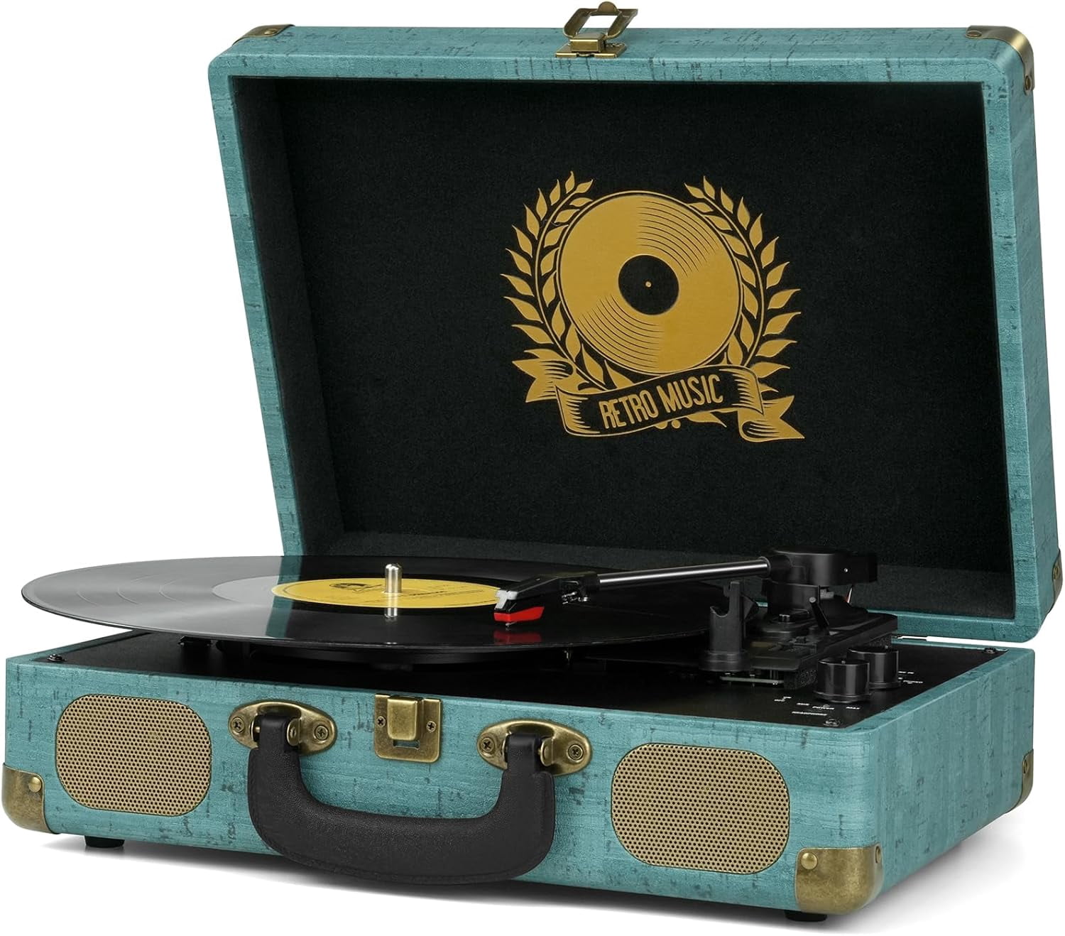 DIGITNOW Vinyl Record Player Bluetooth Turntable (Blue, 3-Speed Portable Suitcase) al1va
