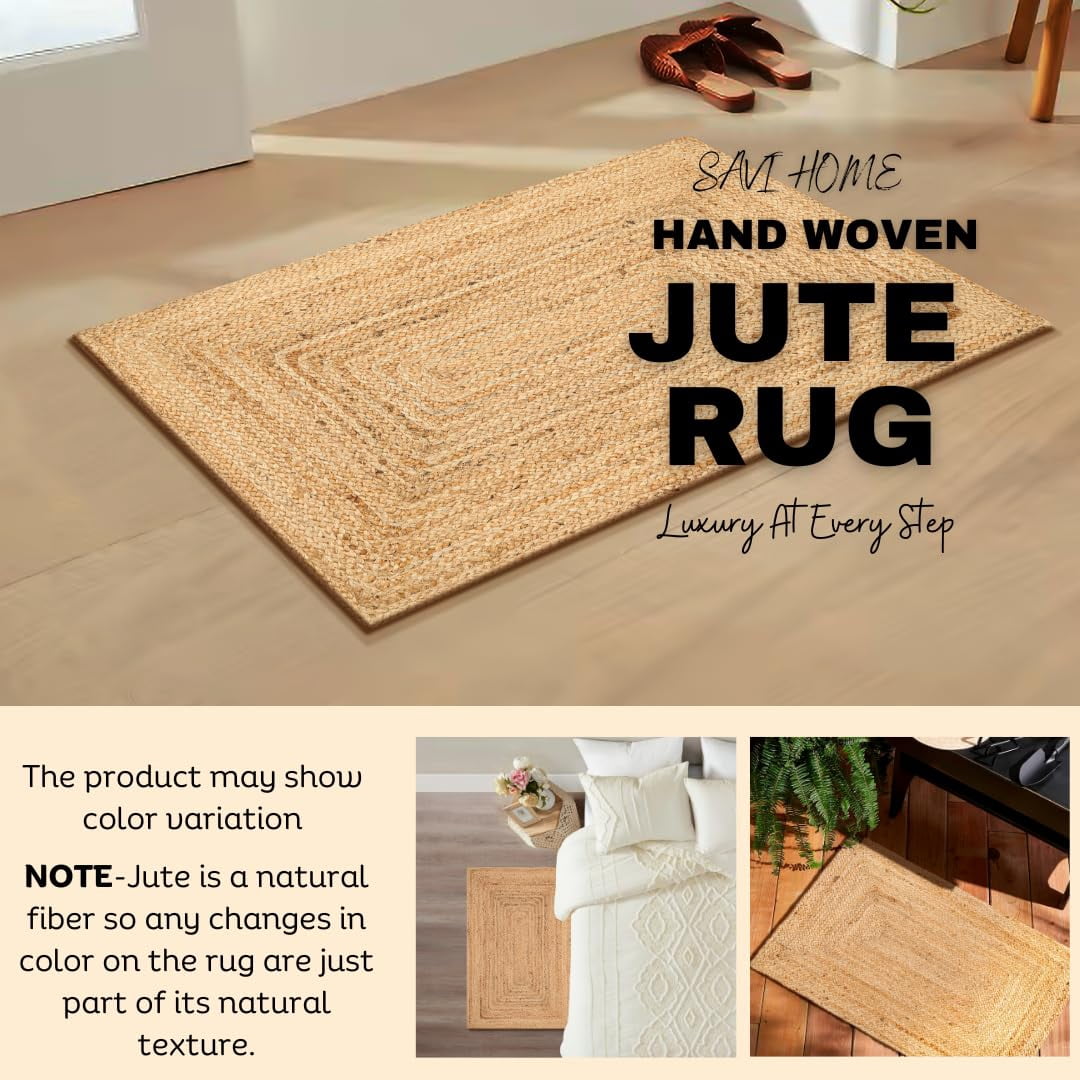 Savi Home Hand Woven Reversible Jute Accent Rug (White, 24 in x 36 in) rnqzr