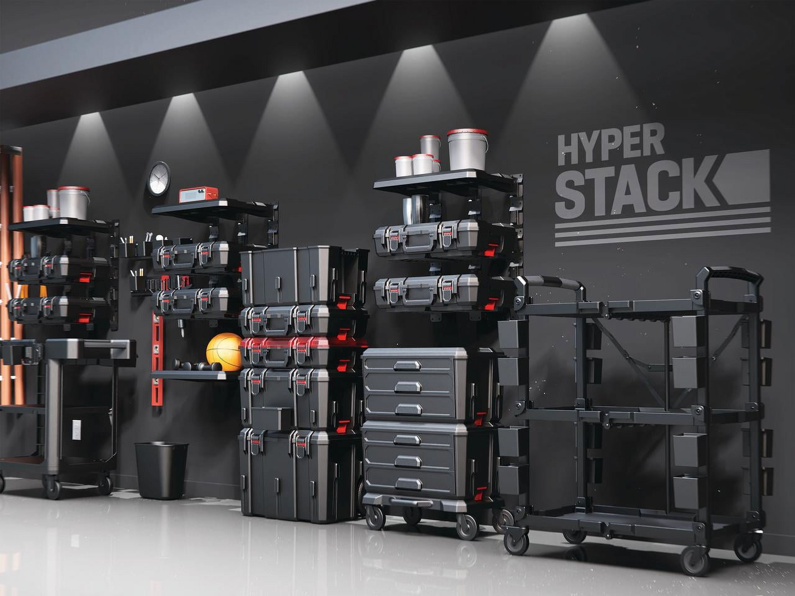 Hyper Tough Hyper Stack Heavy Duty 3 Piece Modular Rolling Toolbox System (Black, 3-Piece Set) 743ex