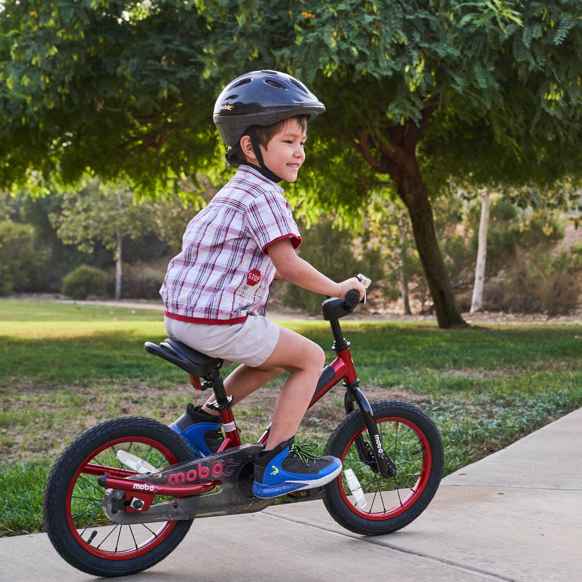 Mobo Kids Bike with Training Wheels for Toddlers, Adjustable Handlebars and Seat (Red, 14 in) lvavm