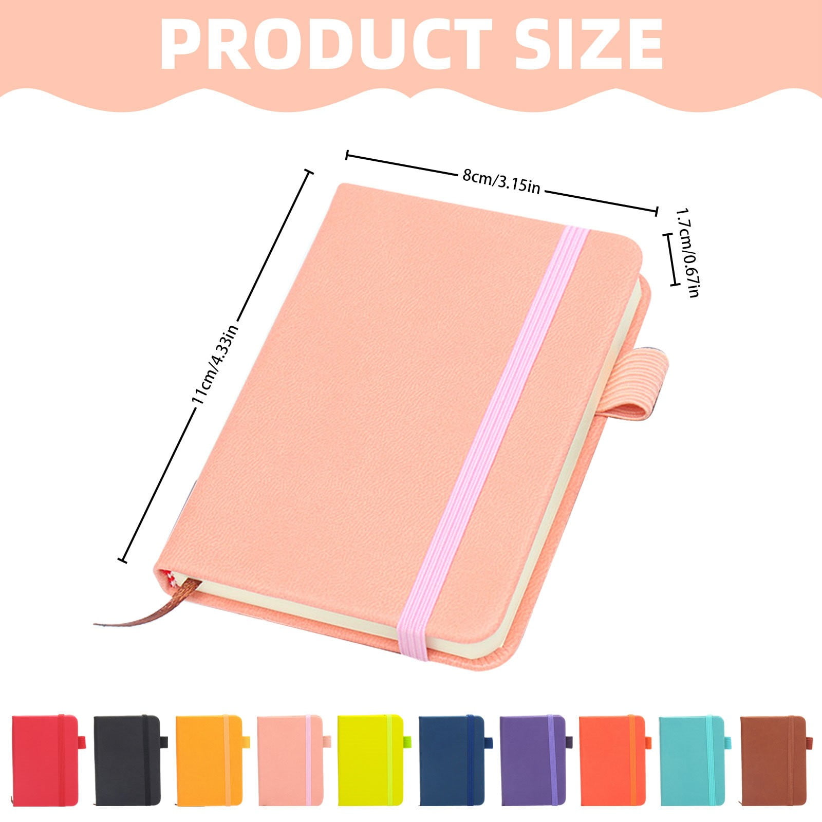 Rofhy Pocket Notebook Journal Set with Pen Holder, Hardcover Lined Memo Notepad for School and Office (Pink, 4.33 x 3.15 x 0.79 in) ky2c5