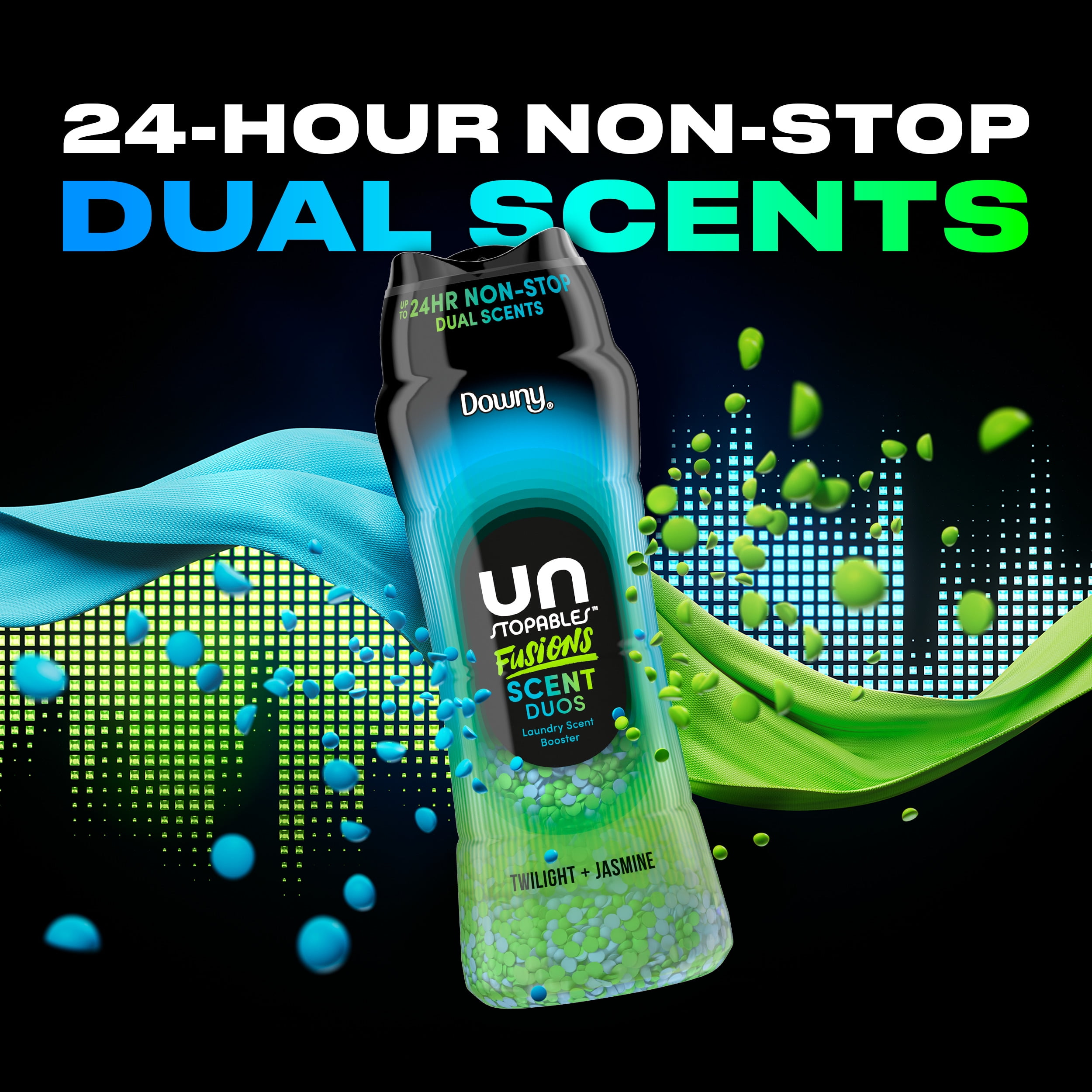 Downy Unstopables Fusions In-Wash Laundry Scent Booster Beads, Long-Lasting Twilight and Jasmine Fragrance (21.1 oz) c7nrg